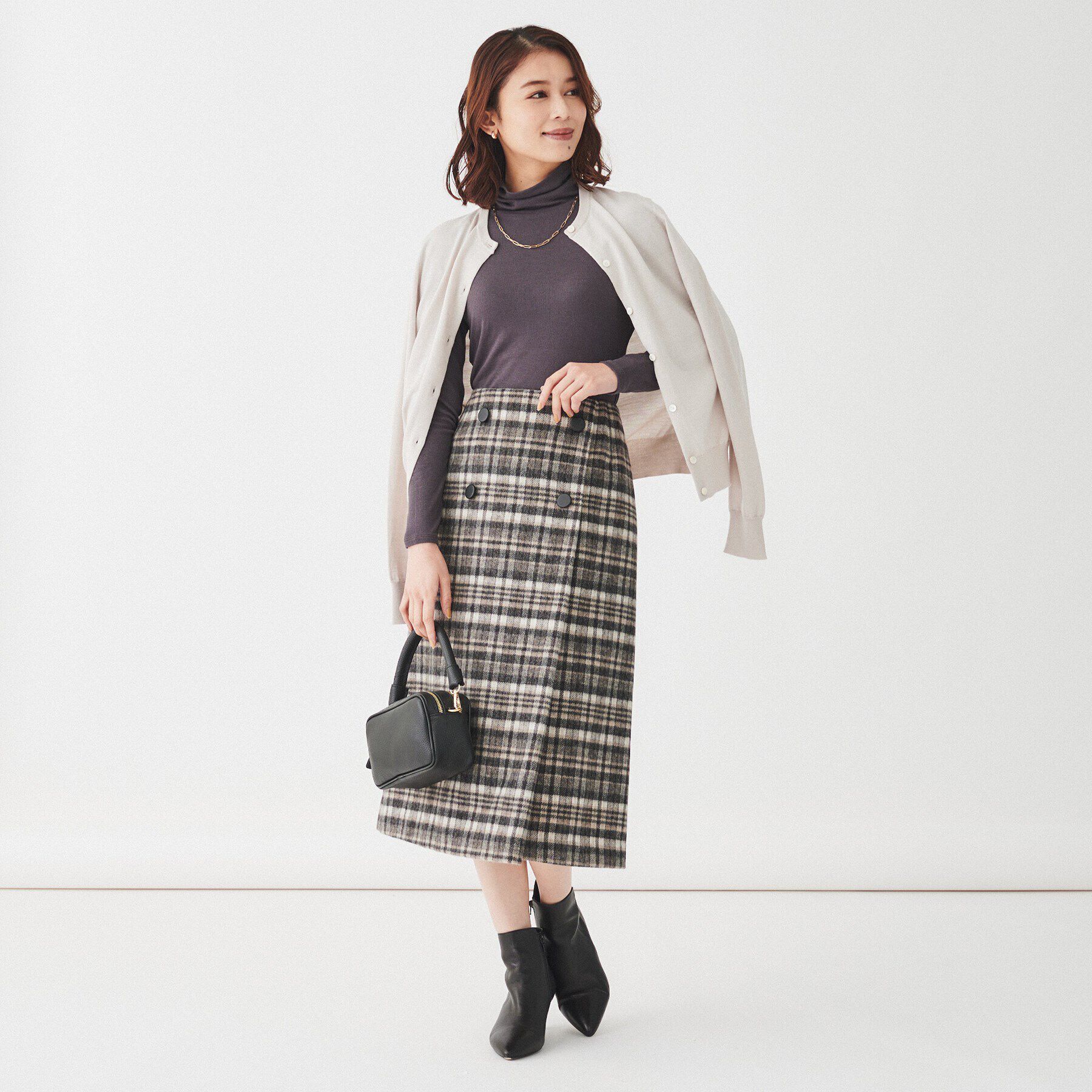 UNTITLED「【きれいめ/トラッド】ランダムチェック ラップ風スカート」|スカート|