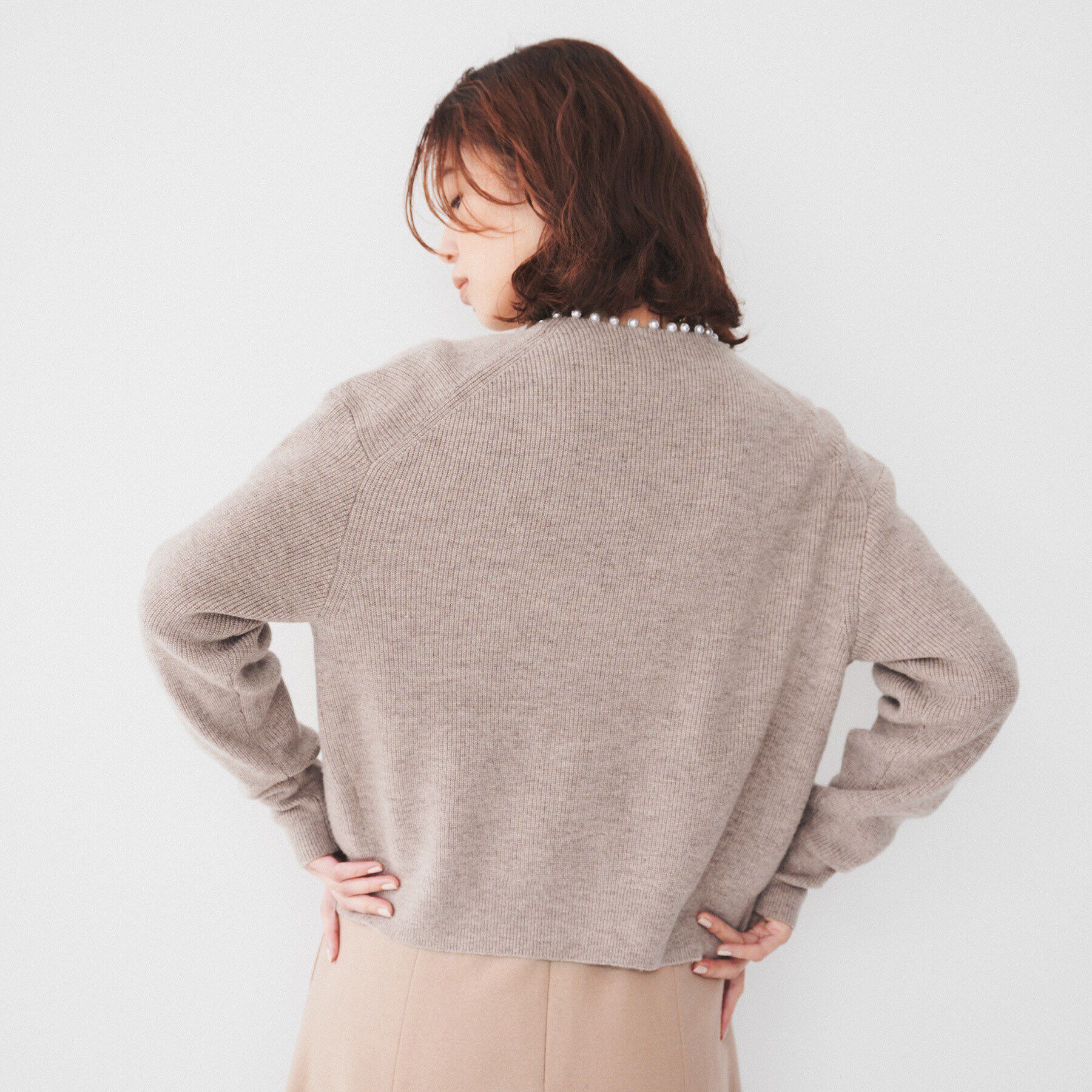 UNTITLED「【洗える/ボレロ】パール調付きニットカーディガン」|カーディガン|