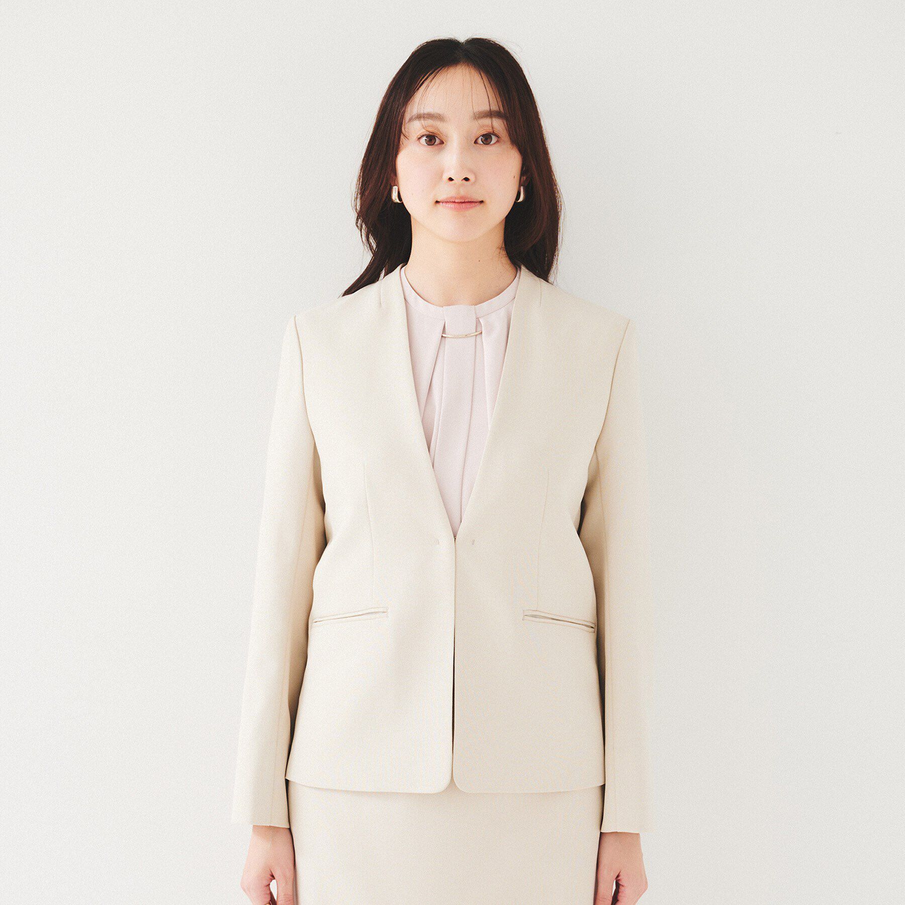 UNTITLED「【セットアップ可能】リネンライク カラーレスジャケット」|ノーカラージャケット|