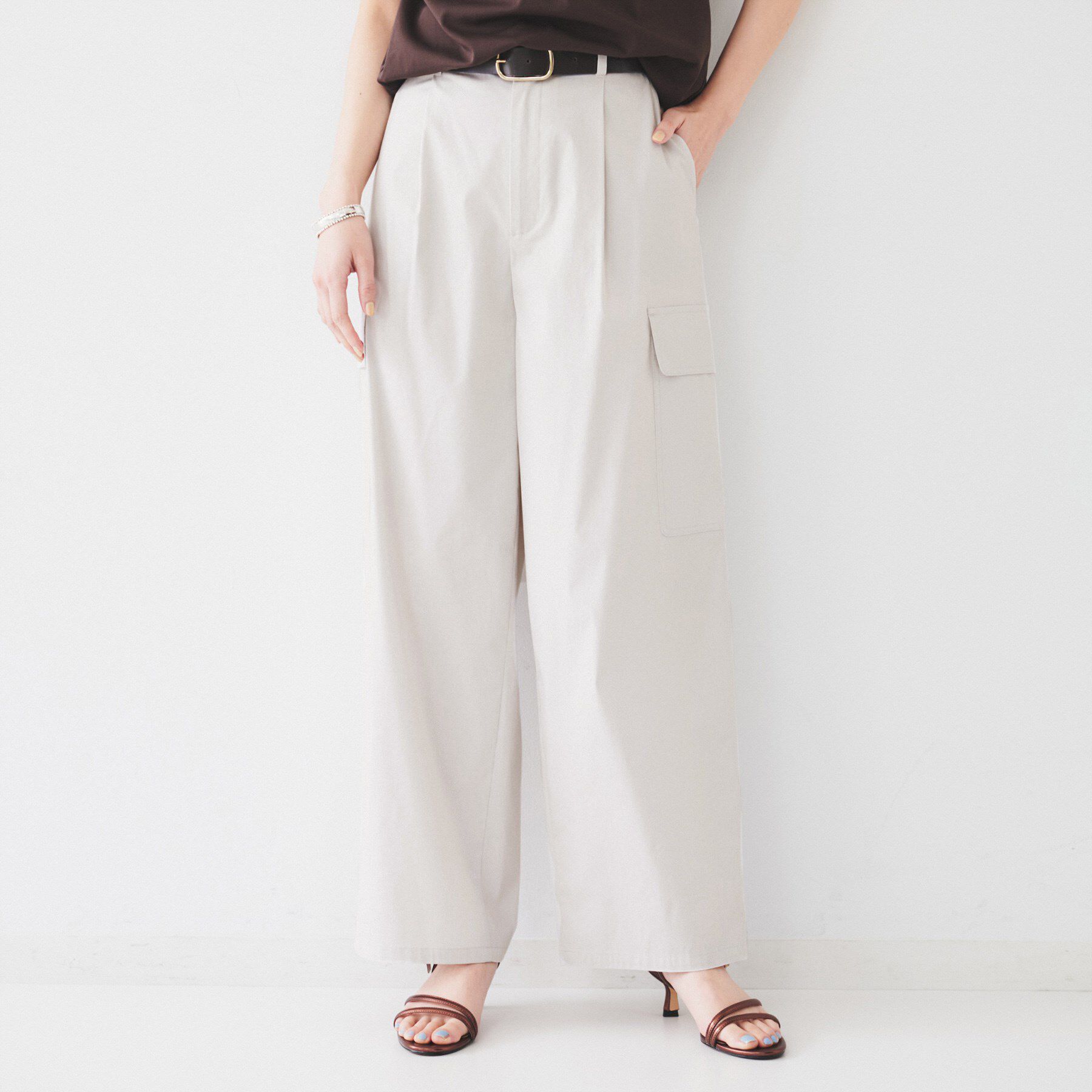 UNTITLED「【洗える/スポーティー】ストレートカーゴパンツ」|その他|ライトグレー(011