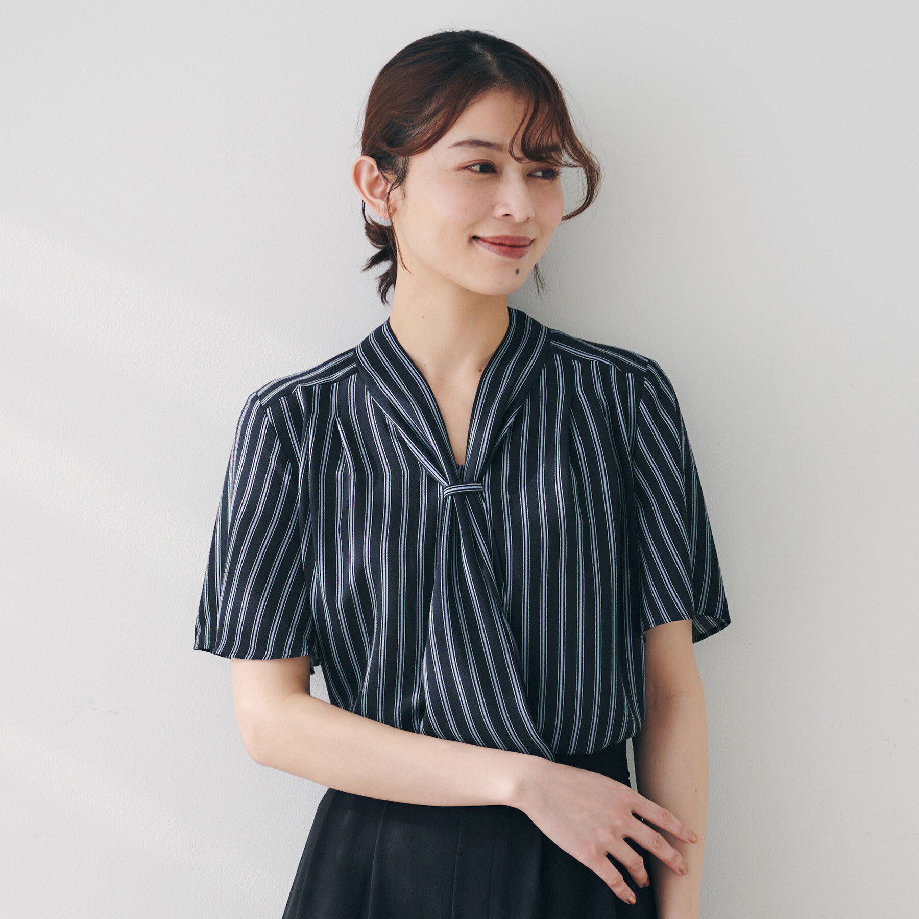 UNTITLED「【通勤/オフィス/二の腕カバー】ボウタイブラウス」|シャツ・ブラウス|