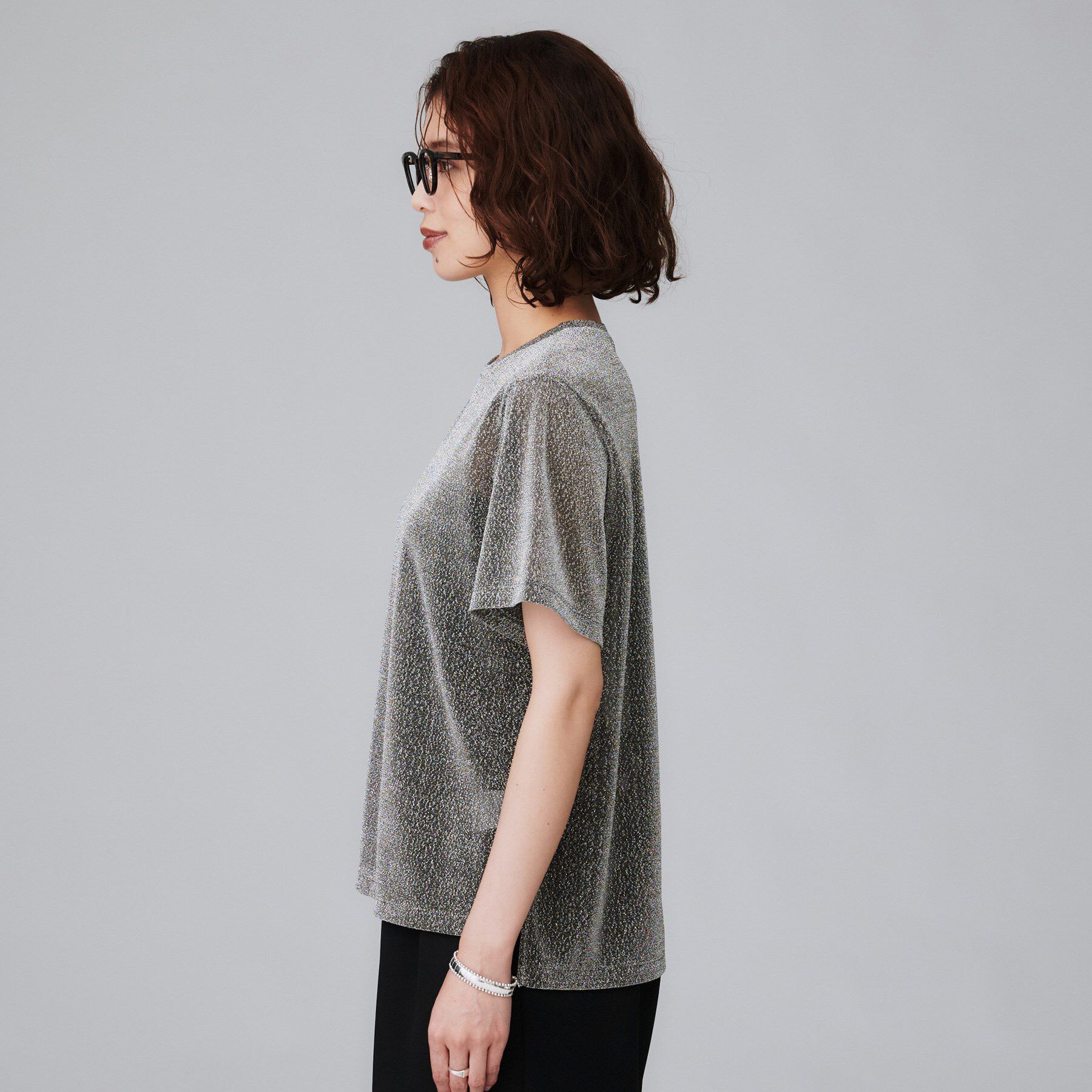 UNTITLED「【洗える】ラメシアーTシャツ」|Tシャツ・カットソー|