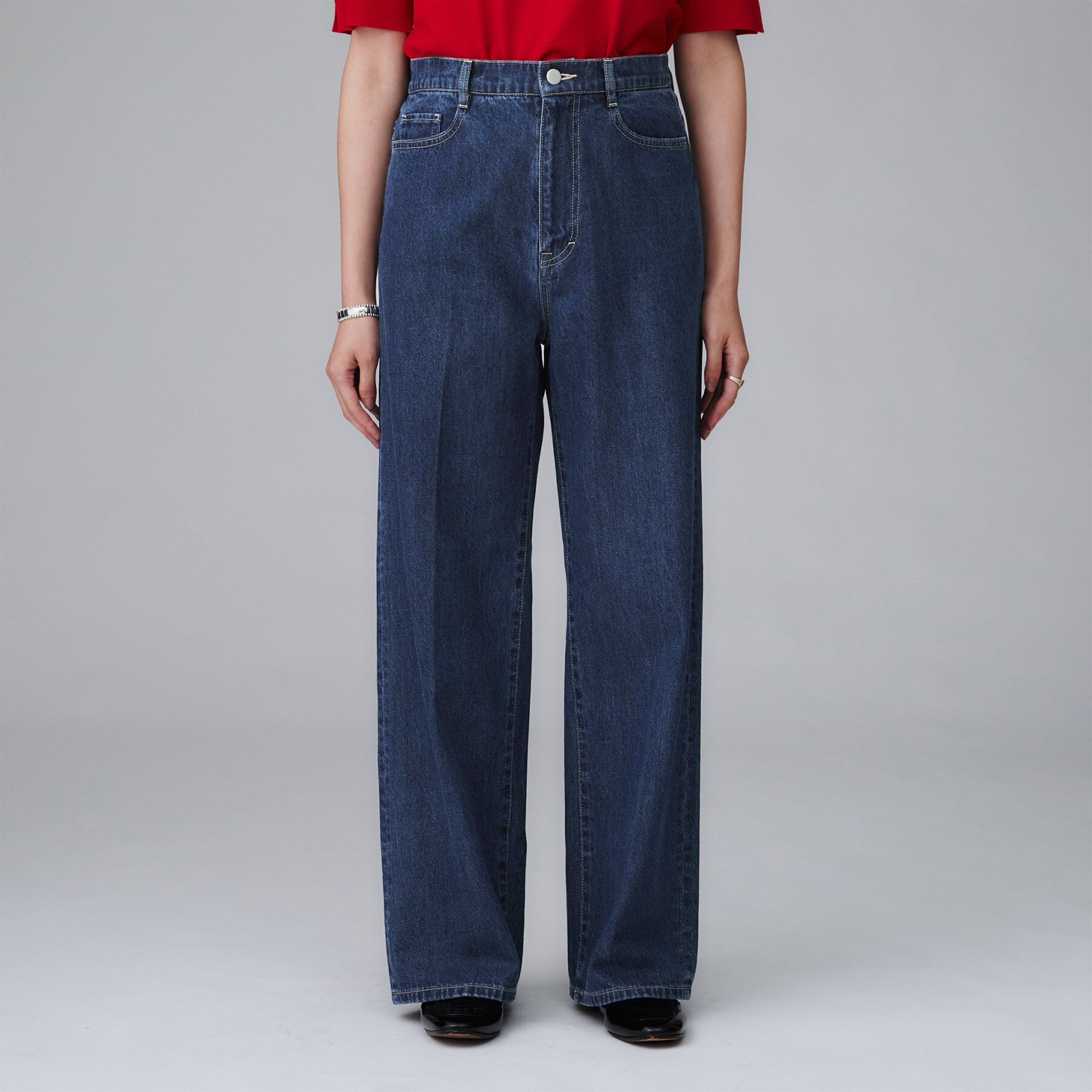 UNTITLED「【グレー/ブルー/ジーンズ】ソフトワイドデニムパンツ」|デニム|