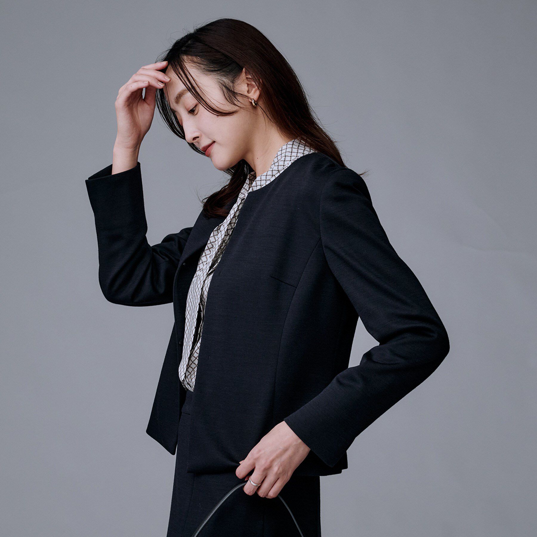 UNTITLED「【洗えるスーツ/ストレッチ】ウール混ジャージ ノーカラージャケット」|ノーカラージャケット|