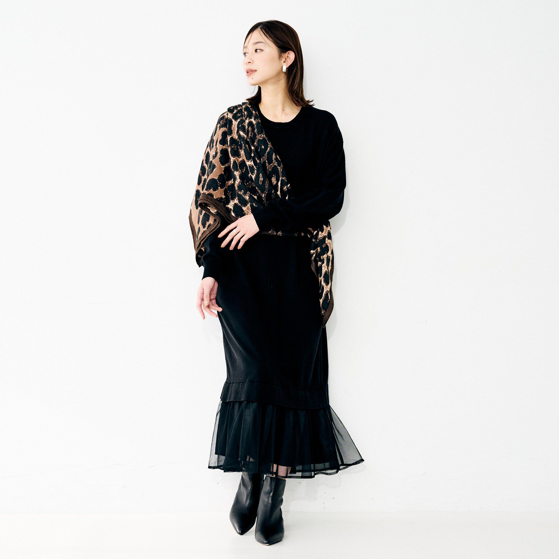 UNTITLED「【manipuri】120&times;120正方形 レオパードベグウールシルクストール」|バンダナ・スカーフ|