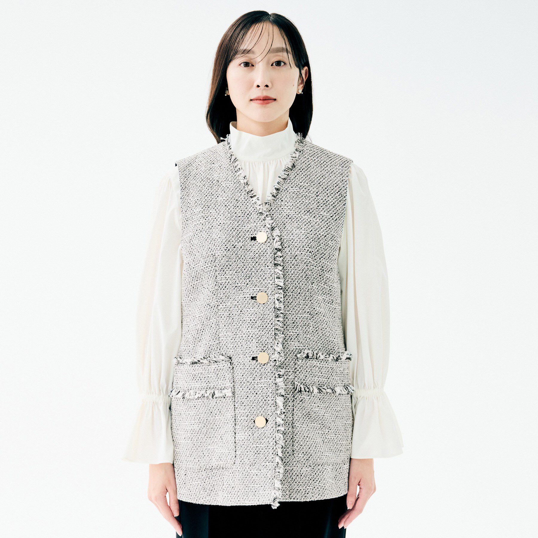 UNTITLED「【オンオフ使える】スラブツイード ジレ」|ベスト・ジレ|