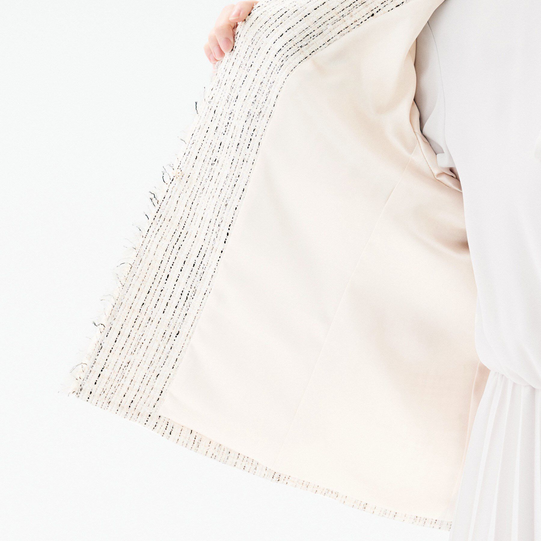 UNTITLED「【着丈長め/軽い/オンオフ使える】ファンシーツイード ジャケット」|ノーカラージャケット|