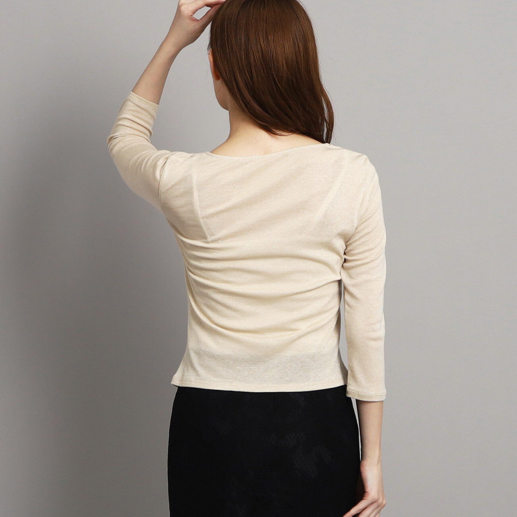 COUP DE CHANCE「新色追加【洗える/日本製/ジャケットインナーにおすすめ】華やかギャザーラメジャージ」|Tシャツ・カットソー|