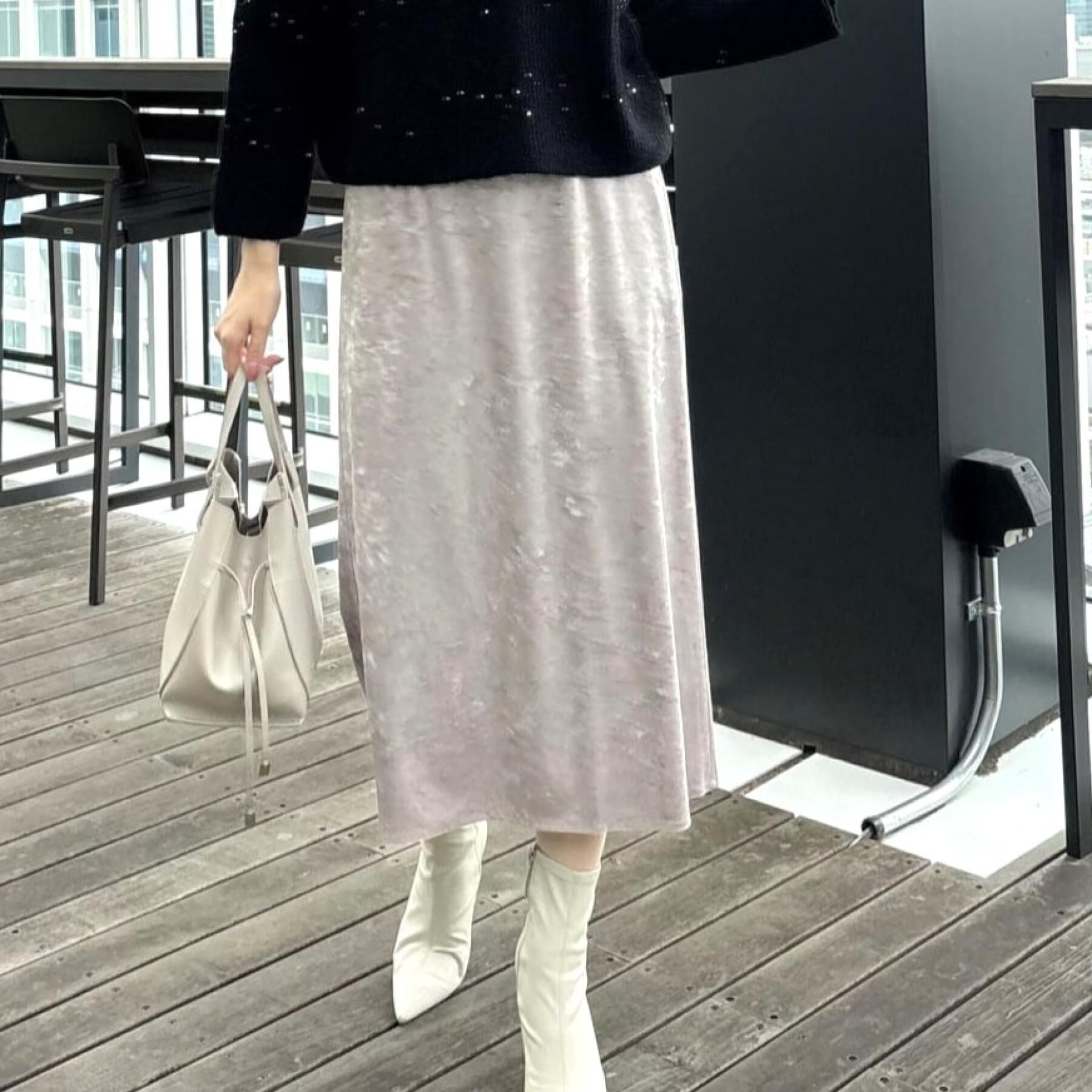 COUP DE CHANCE「【洗える／日本製／ウエストゴム】クラッシュベロアスカート」|スカート|