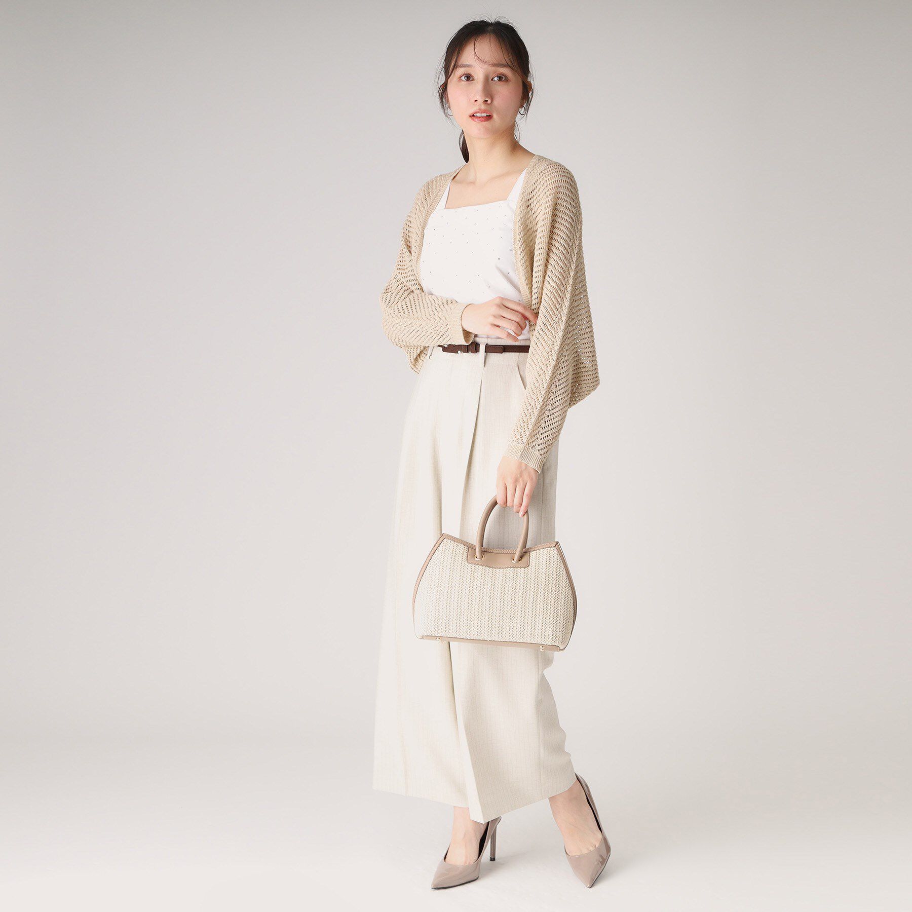 COUP DE CHANCE「【洗える／日本製】和紙混ショート丈ニットボレロ」|カーディガン|