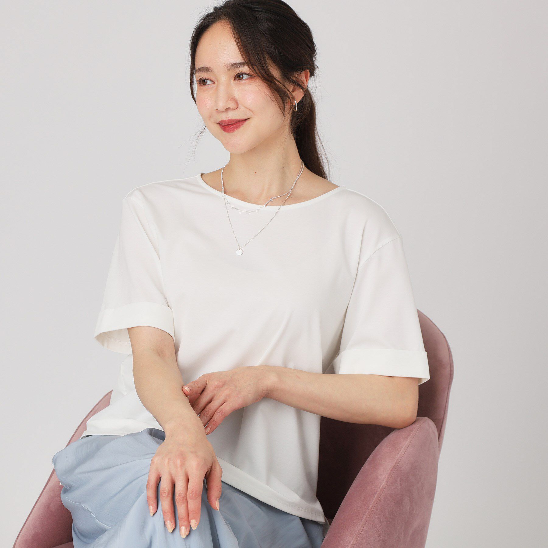 COUP DE CHANCE「【手洗い可】袖デザインのプルオーバー」|Tシャツ・カットソー|ホワイト(001)