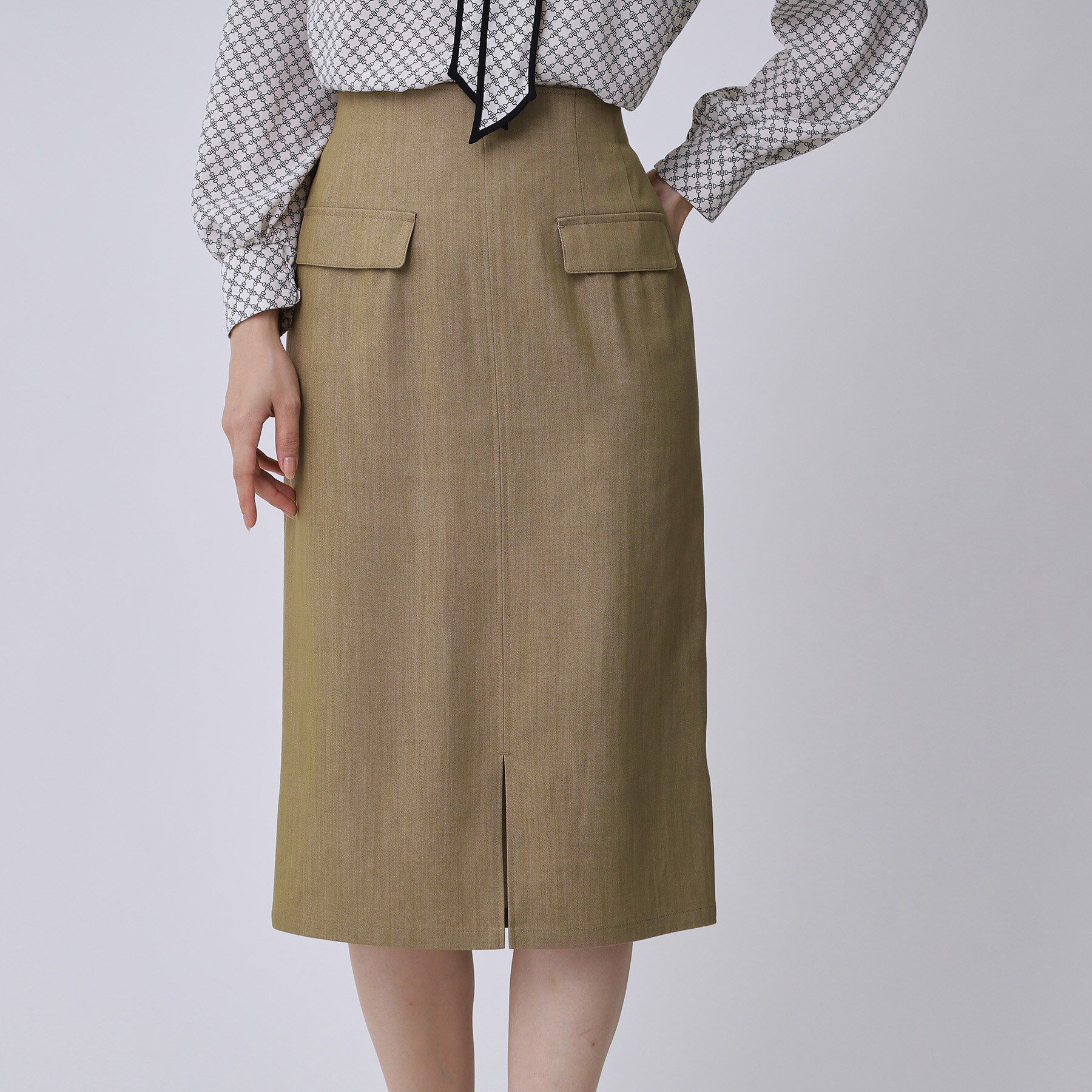 COUP DE CHANCE「【手洗い可／日本製】デニム風ナロータイトスカート」|スカート|キャメルブラウン(0