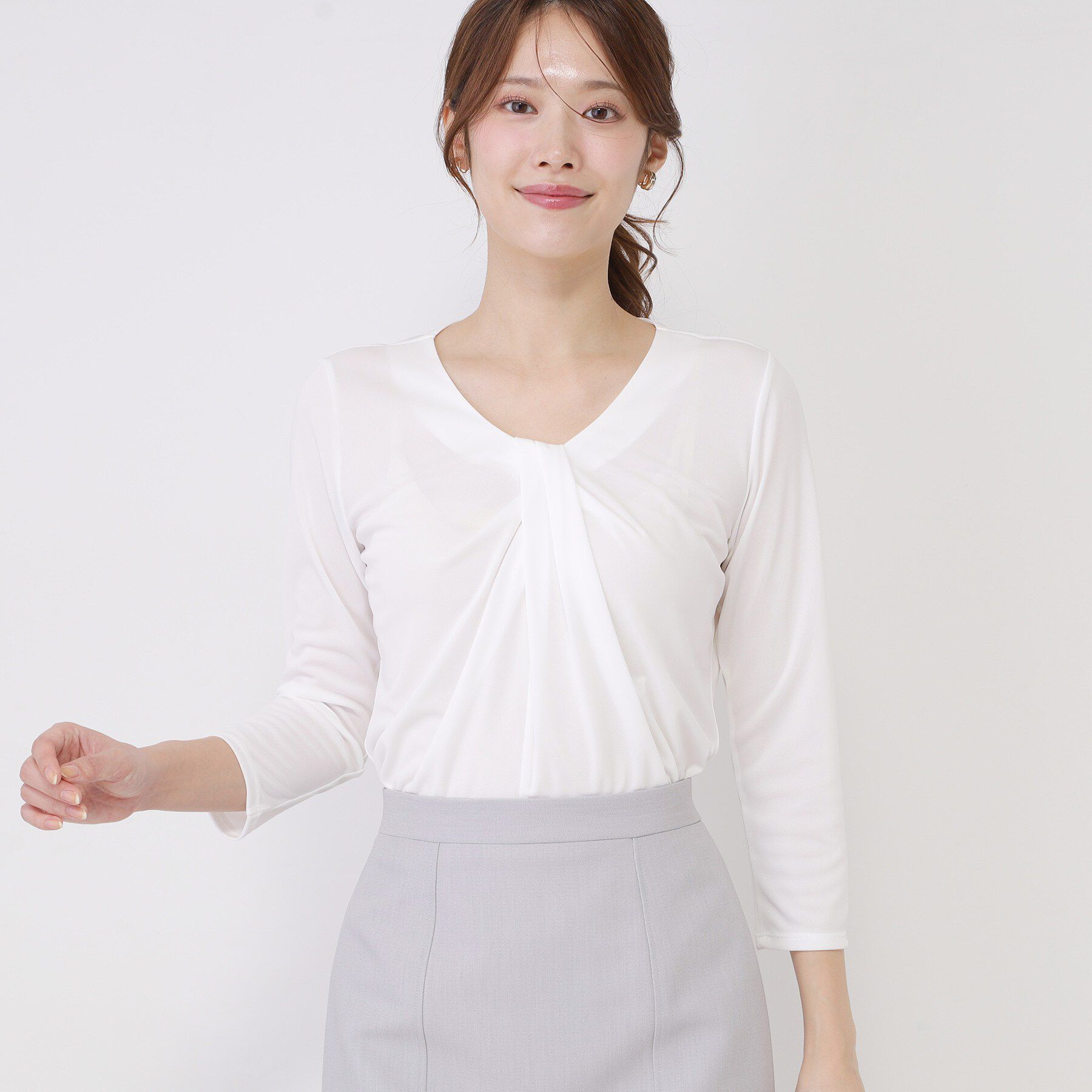 COUP DE CHANCE「【手洗い可／日本製／7分袖／ジャケットイン】しなやかな落ち感のカットソー」|Tシャツ・カットソー|