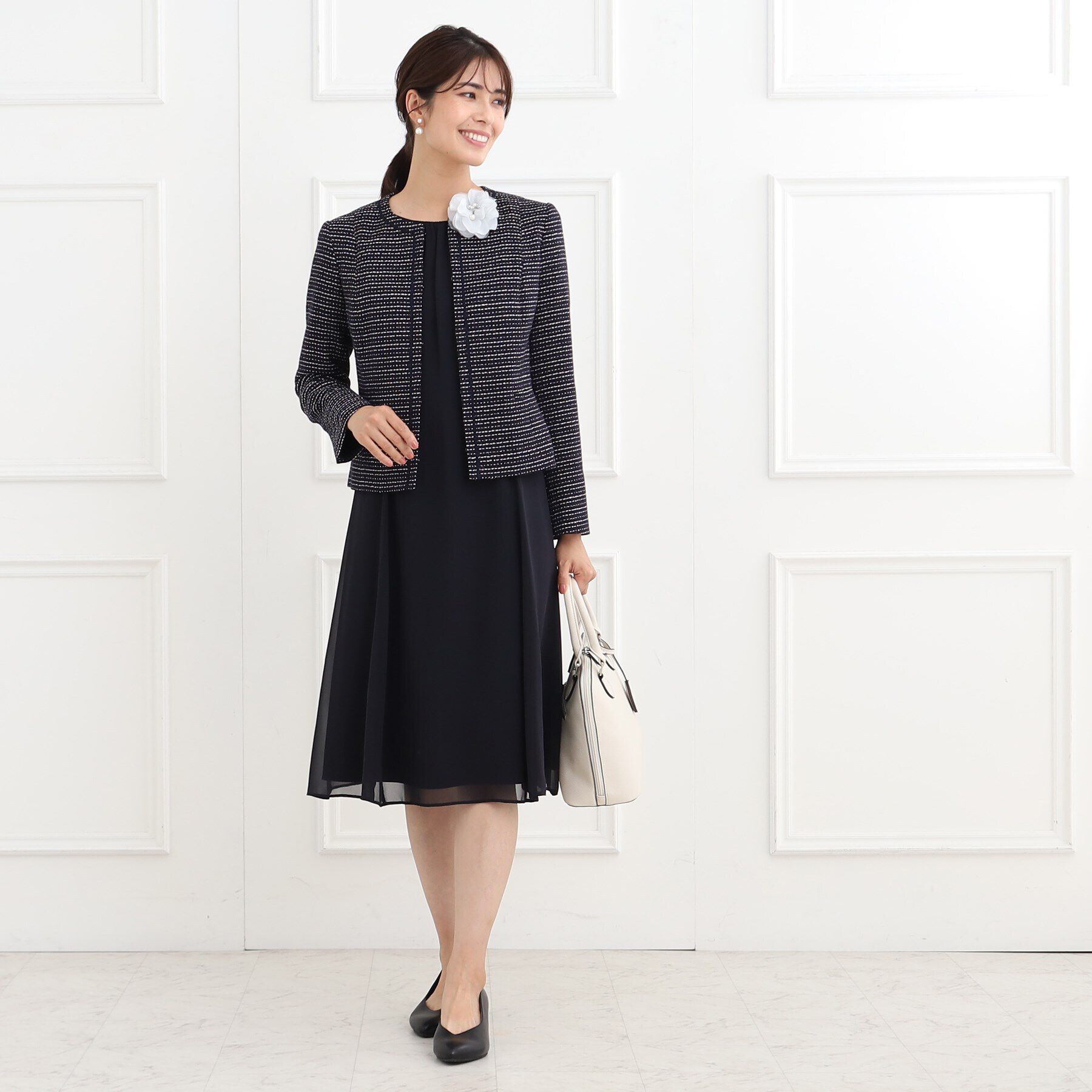 Reflect「【フォーマル/洗える】フィット＆フレアジョーゼットワンピース」|ワンピース|