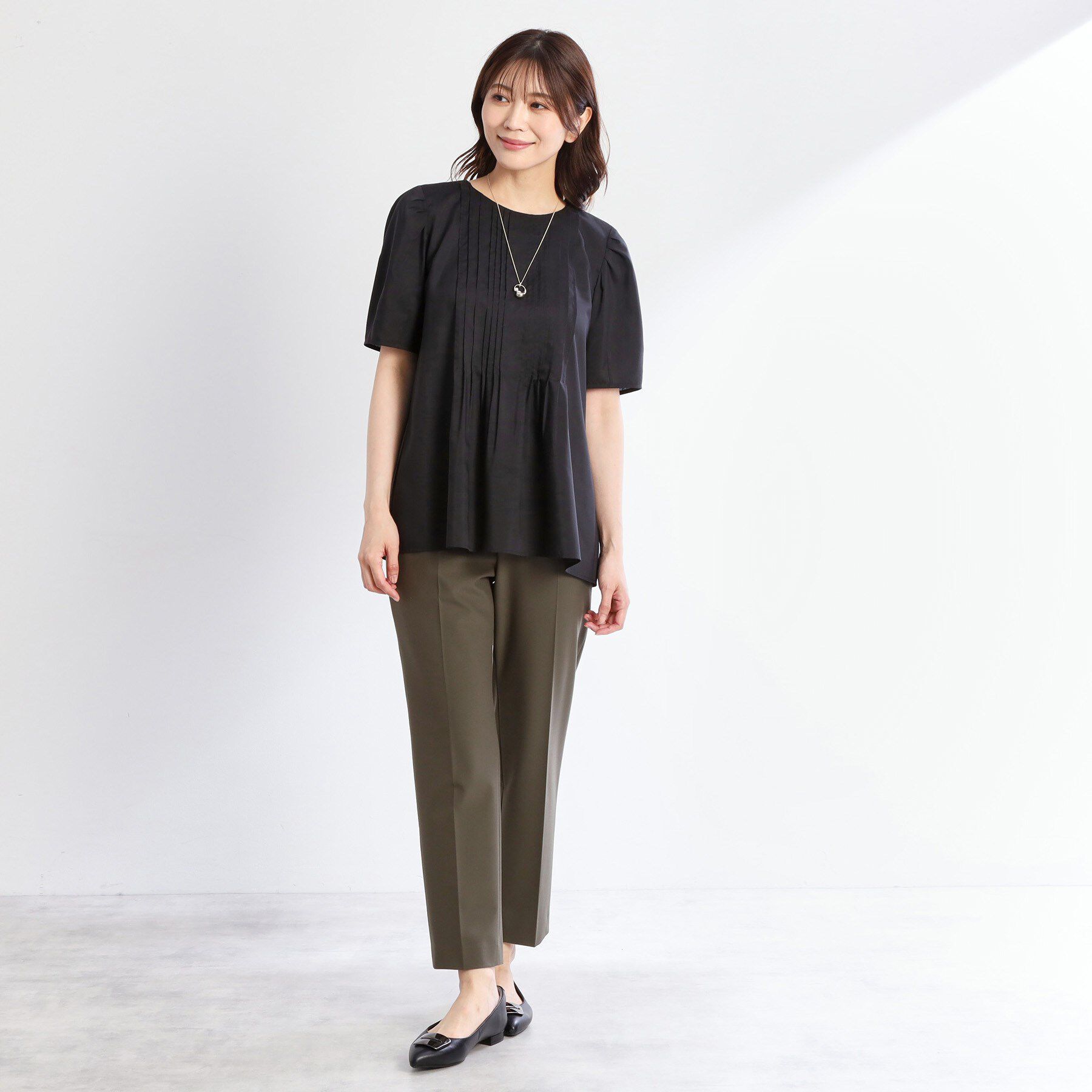 Reflect「【すっきり見え！長め丈】ピンタックデザインチュニックブラウス」|シャツ・ブラウス|