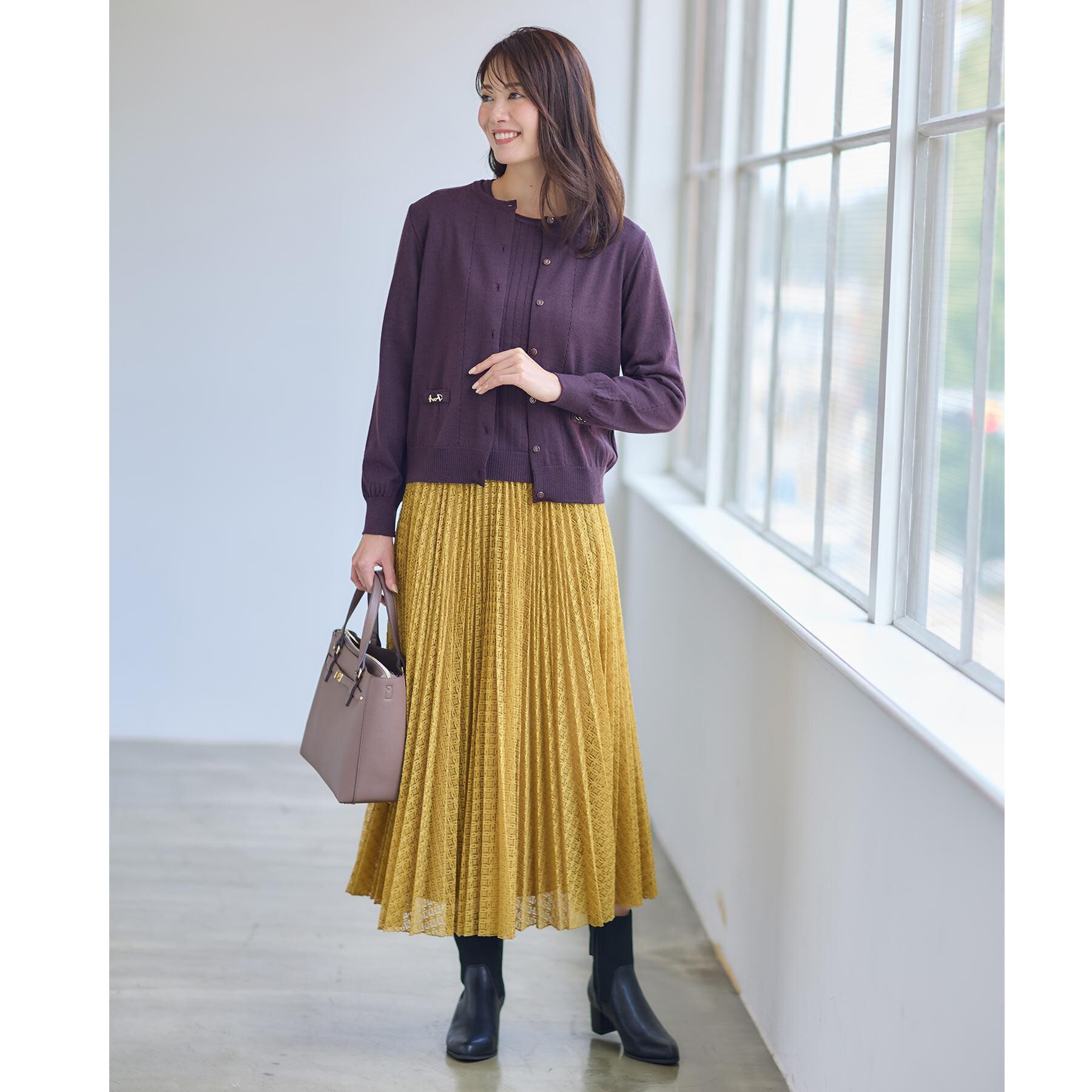 Reflect「【WEB先行カラーあり／インナーにおすすめ◎／アンサンブル可】すっきり見え縦編み柄ニット」|ニット・セーター|