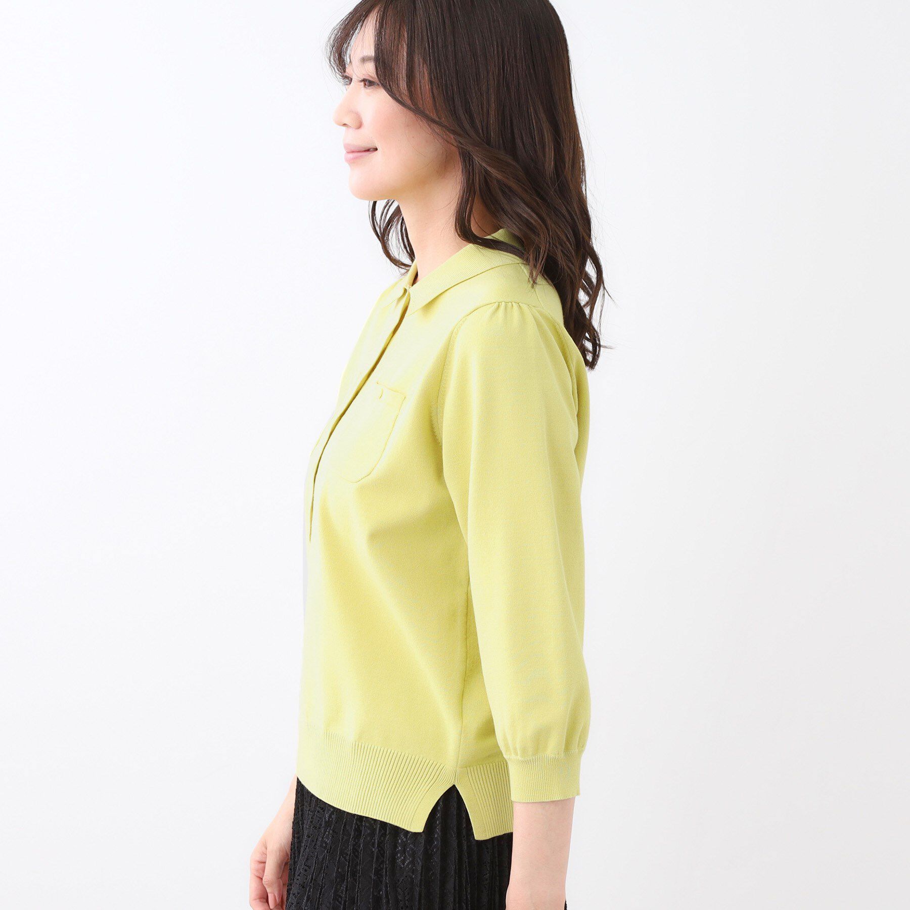 Reflect「【透けにくい◎】衿付き七分袖ニット」|ニット・セーター|