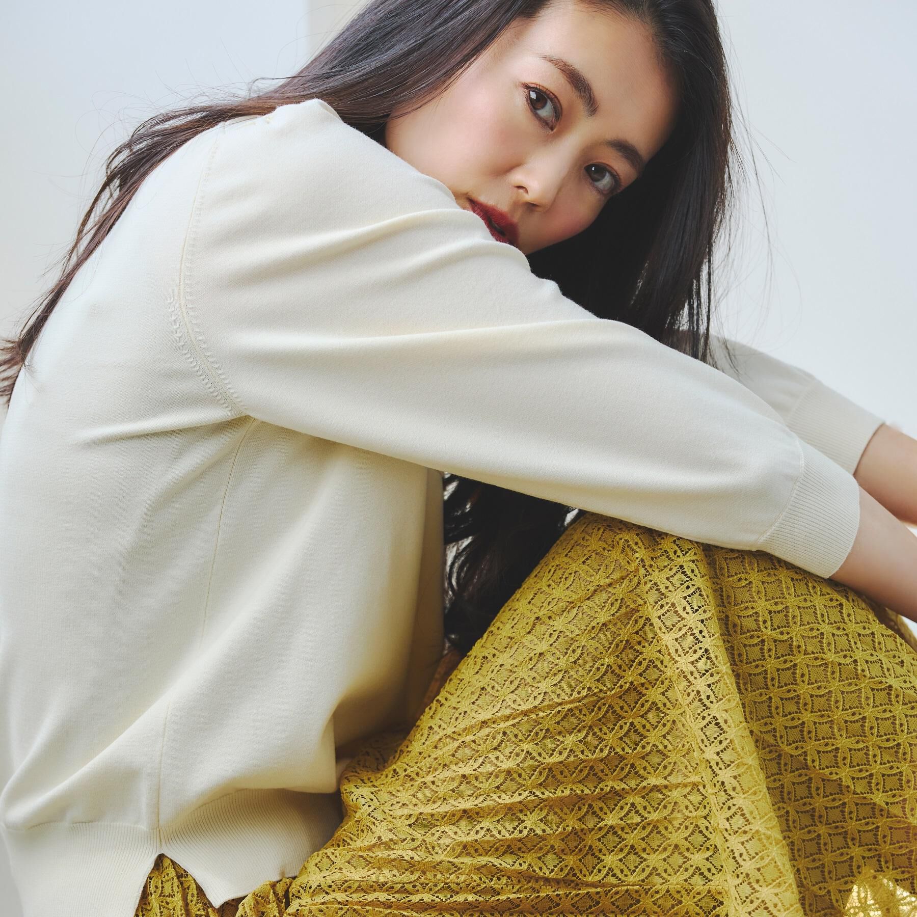 Reflect「【イージーケア】サークルダイヤ柄レースプリーツスカート」|スカート|