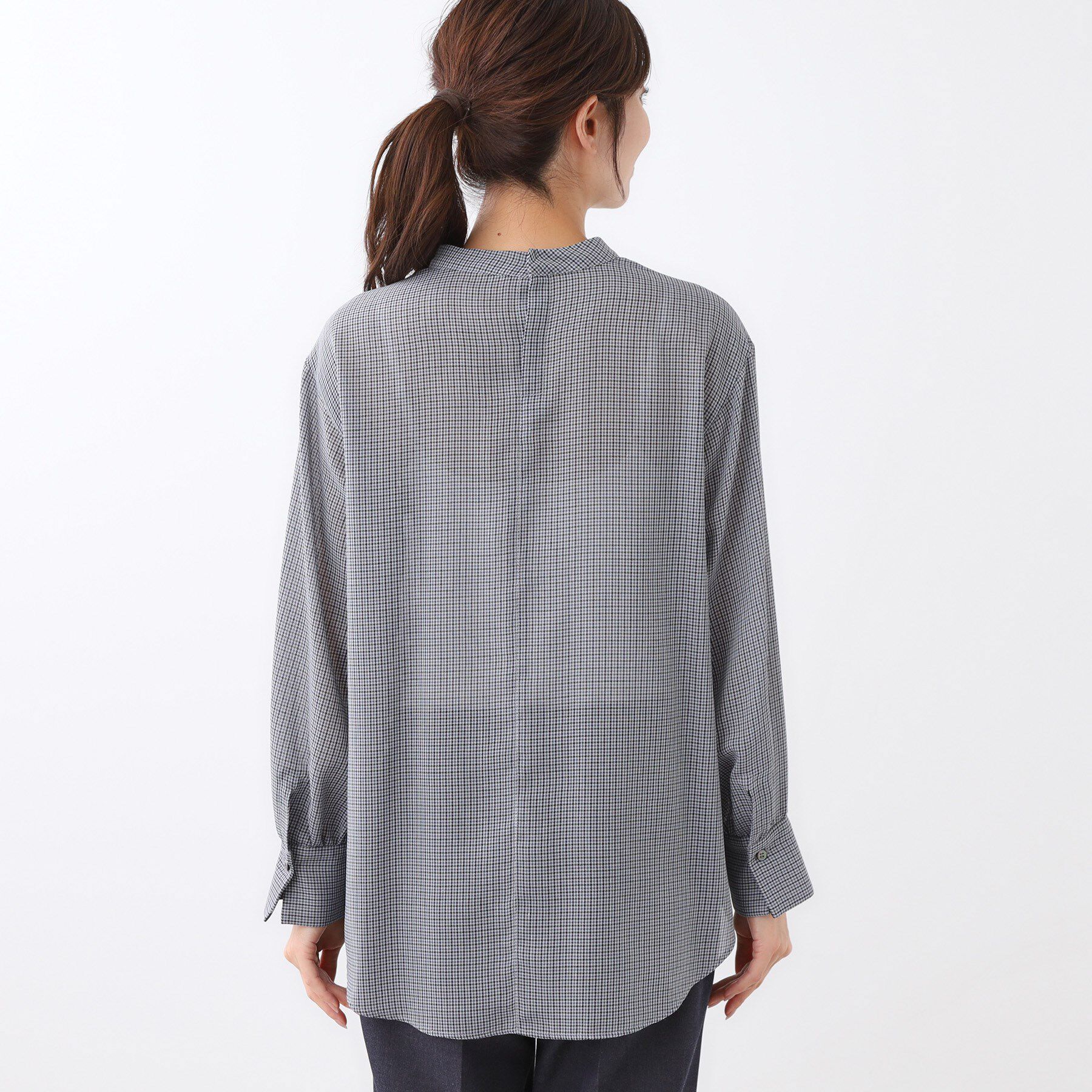 Reflect「【長め丈／ドライタッチ】ガンクラブチェック柄ブラウス」|シャツ・ブラウス|