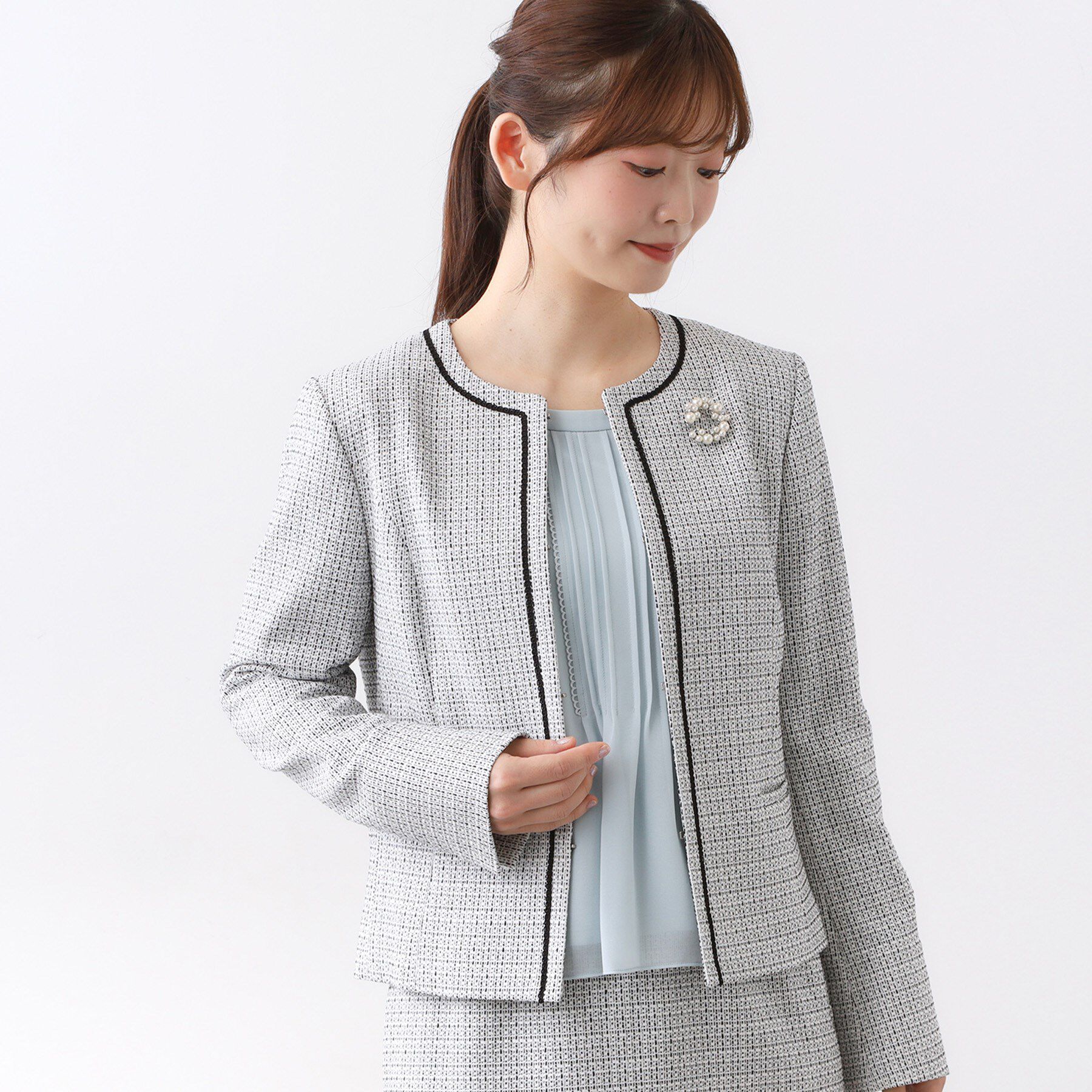 Reflect「【フォーマル／入卒／セットアップ可】ツイードジャケット」|ノーカラージャケット|