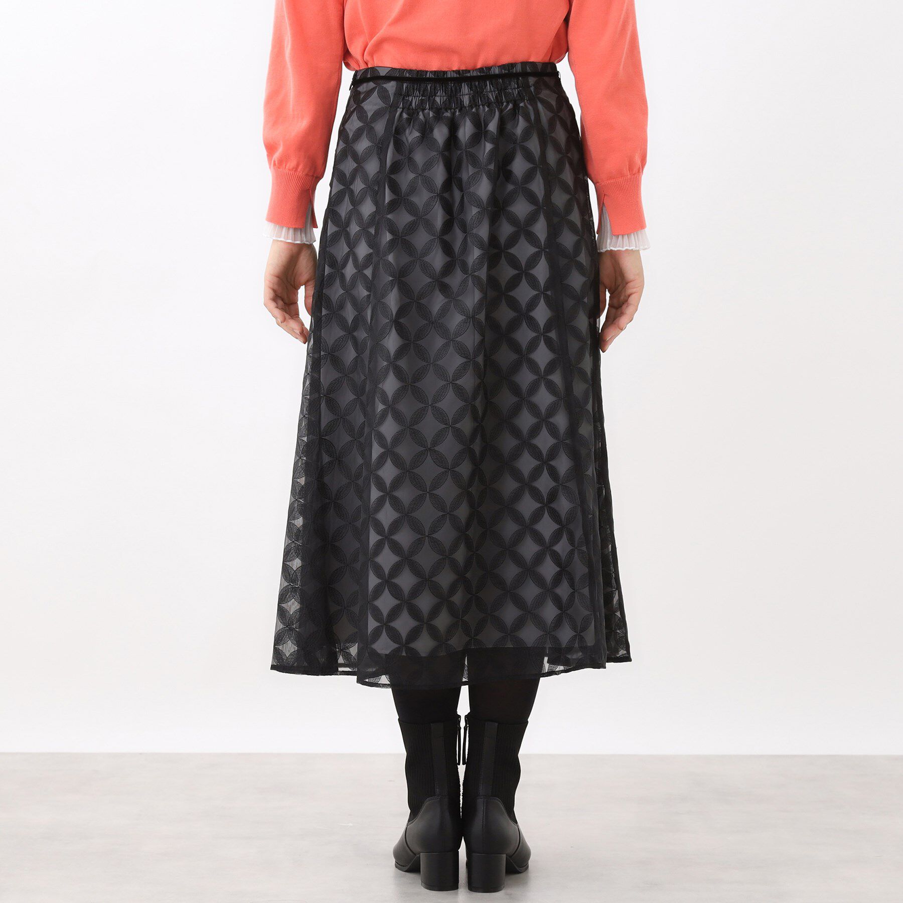 Reflect「【ウエストリボン付き】フラワー柄シアーフレアスカート」|スカート|