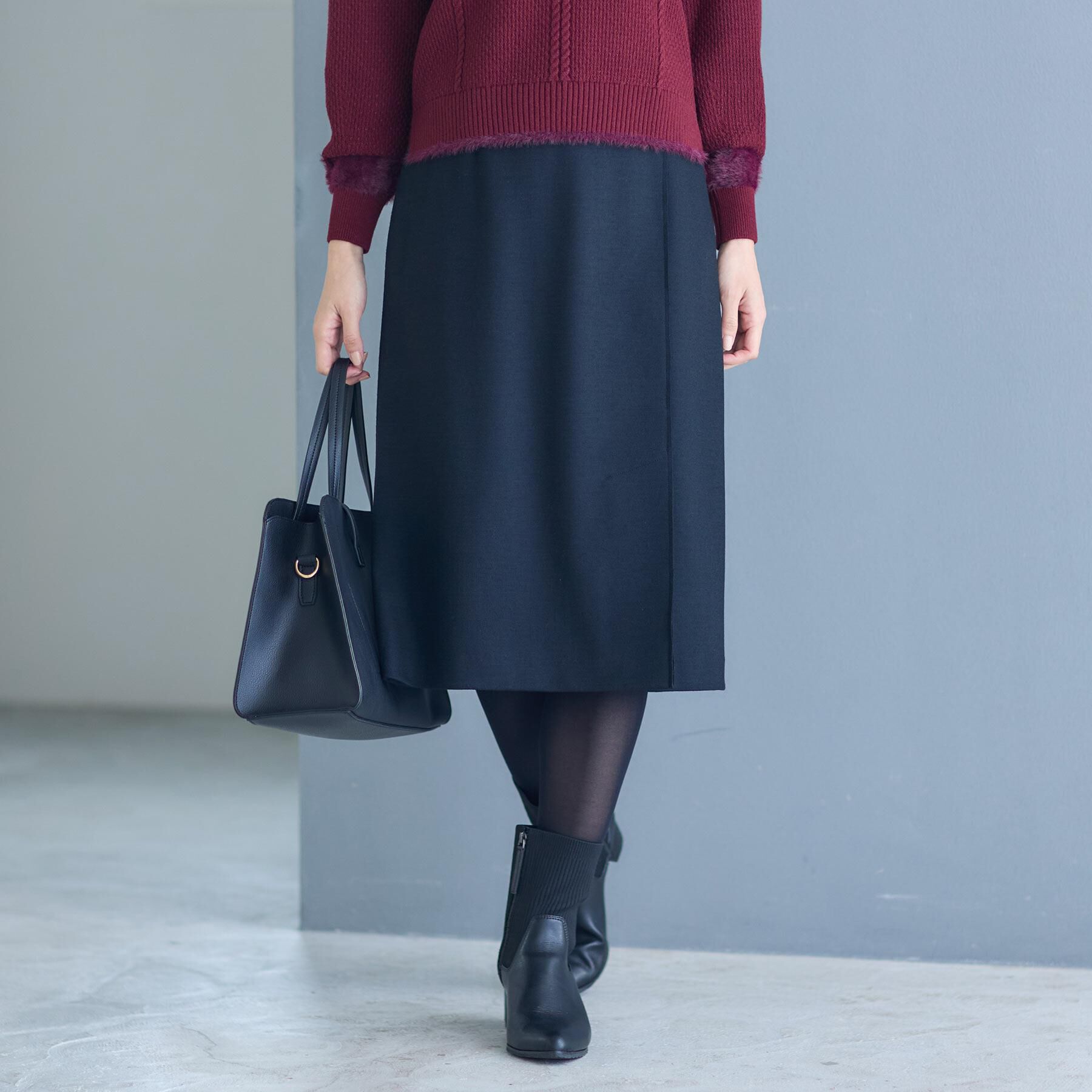 Reflect「【すっきりシルエット／通勤におすすめ◎】キレイめジャージタイトスカート」|スカート|ブラック(019)