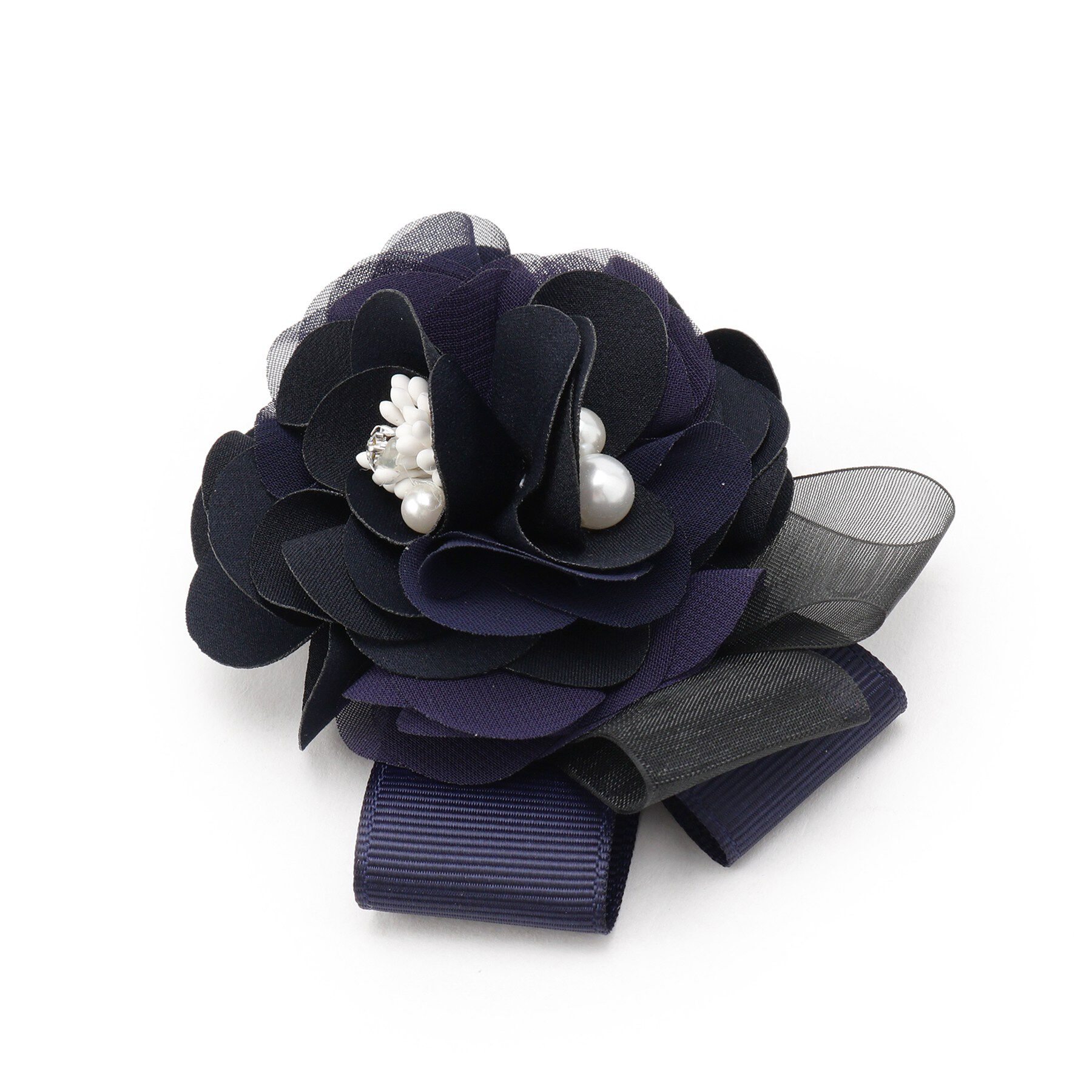 Reflect「【フォーマル／入卒】サテンフラワーコサージュ」|ブローチ・コサージュ|ネイビー(094)