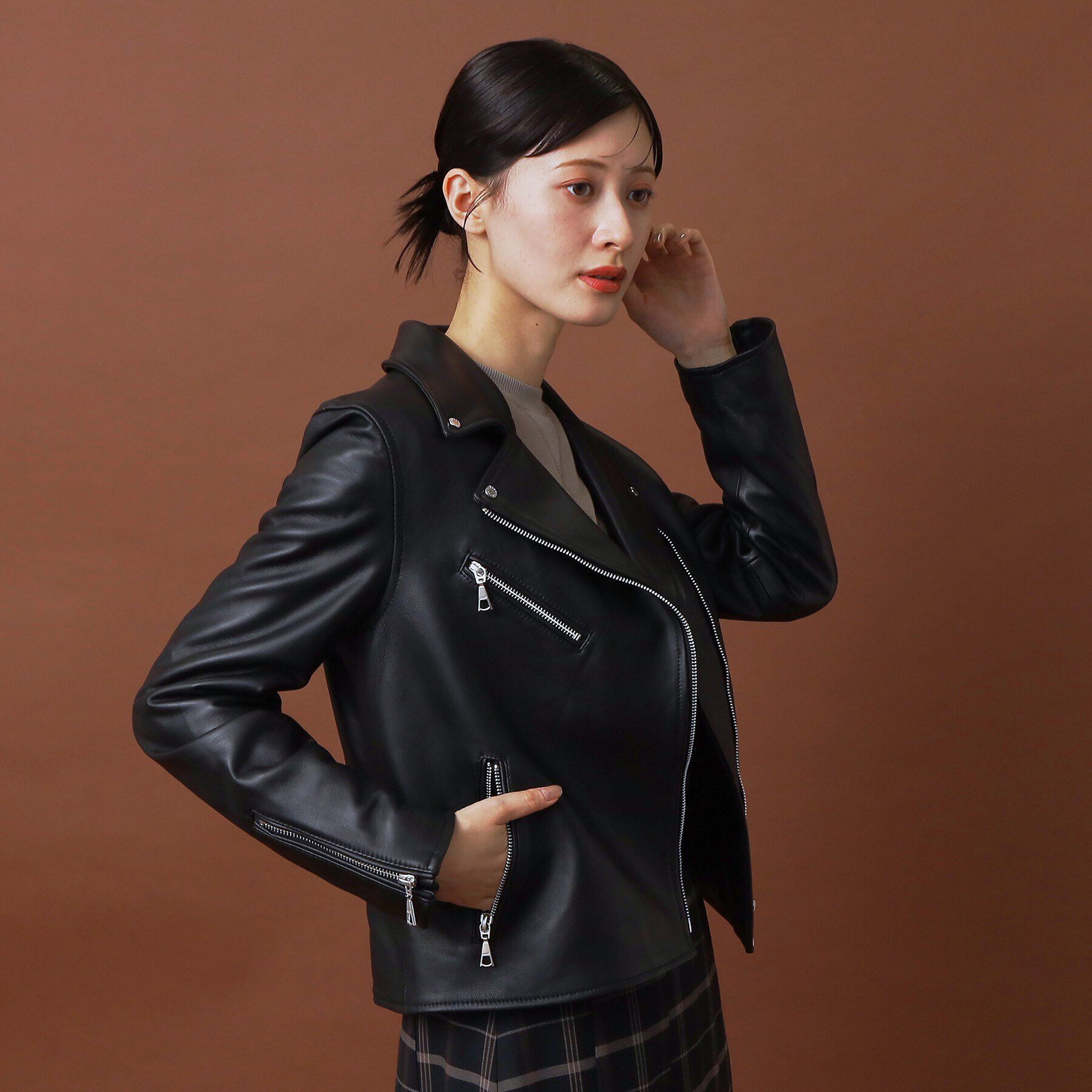 DRESSTERIOR「【本革】ラムレザーライダースジャケット」|ライダースジャケット|