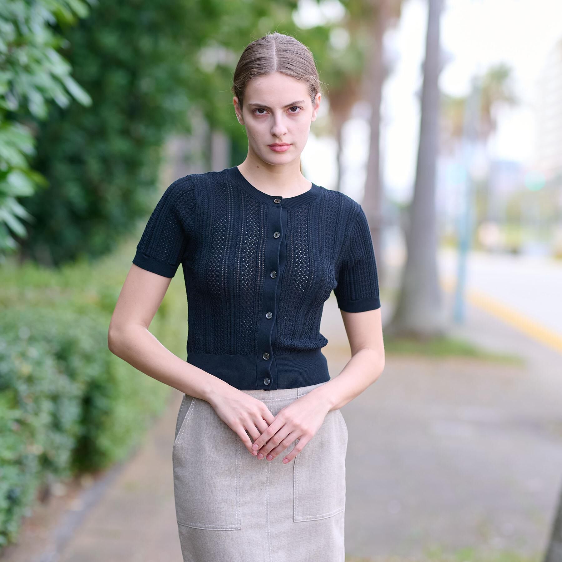 DRESSTERIOR「【前後2WAY/ショート丈】2WAYレースニット」|ニット・セーター|