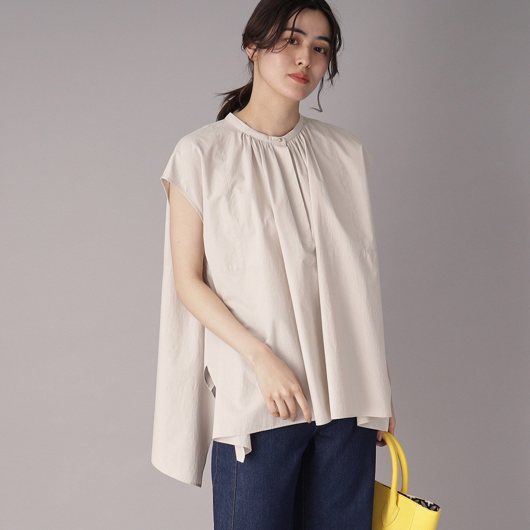 DRESSTERIOR「【コットン100％/洗える】フレンチスリーブイレギュラーヘムブラウス」|シャツ・ブラウス|