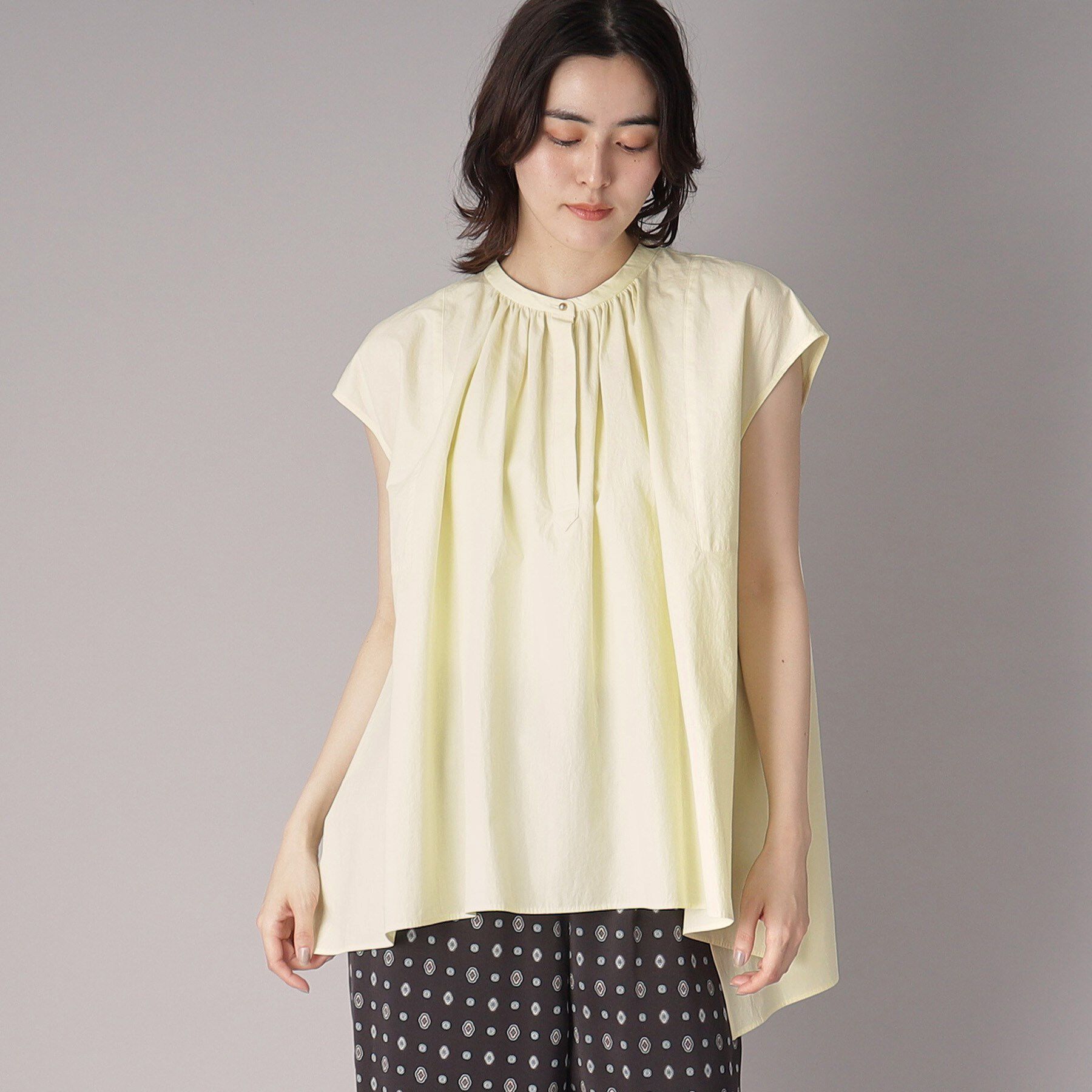 DRESSTERIOR「【コットン100％/洗える】フレンチスリーブイレギュラーヘムブラウス」|シャツ・ブラウス|