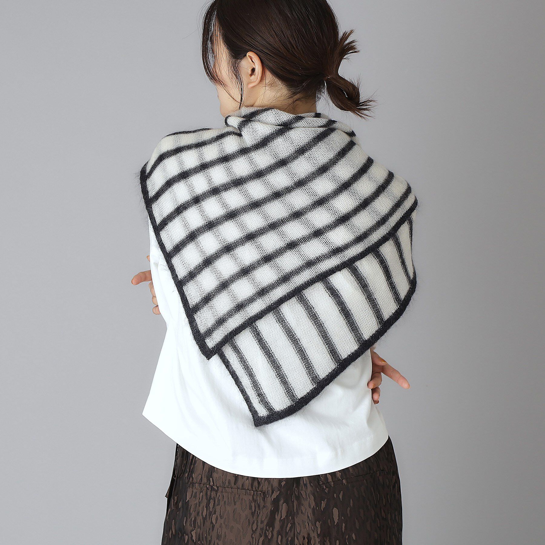 DRESSTERIOR「ASAUCE MELER（アソースメレ）モヘヤシルクヘアリーボーダースカーフ」|バンダナ・スカーフ|