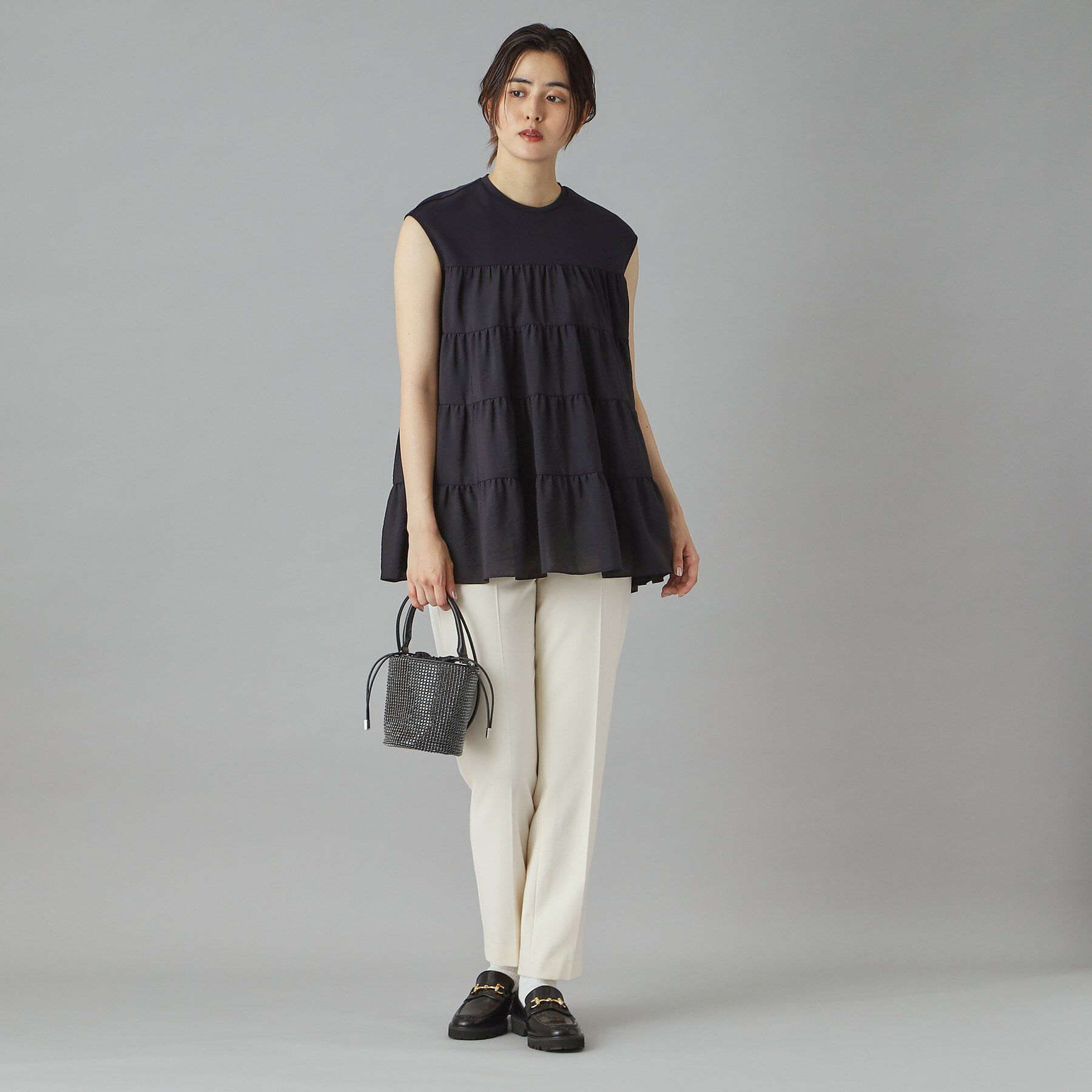 DRESSTERIOR「【接触冷感/イージーケア】ティアードコンビカットソー」|Tシャツ・カットソー|