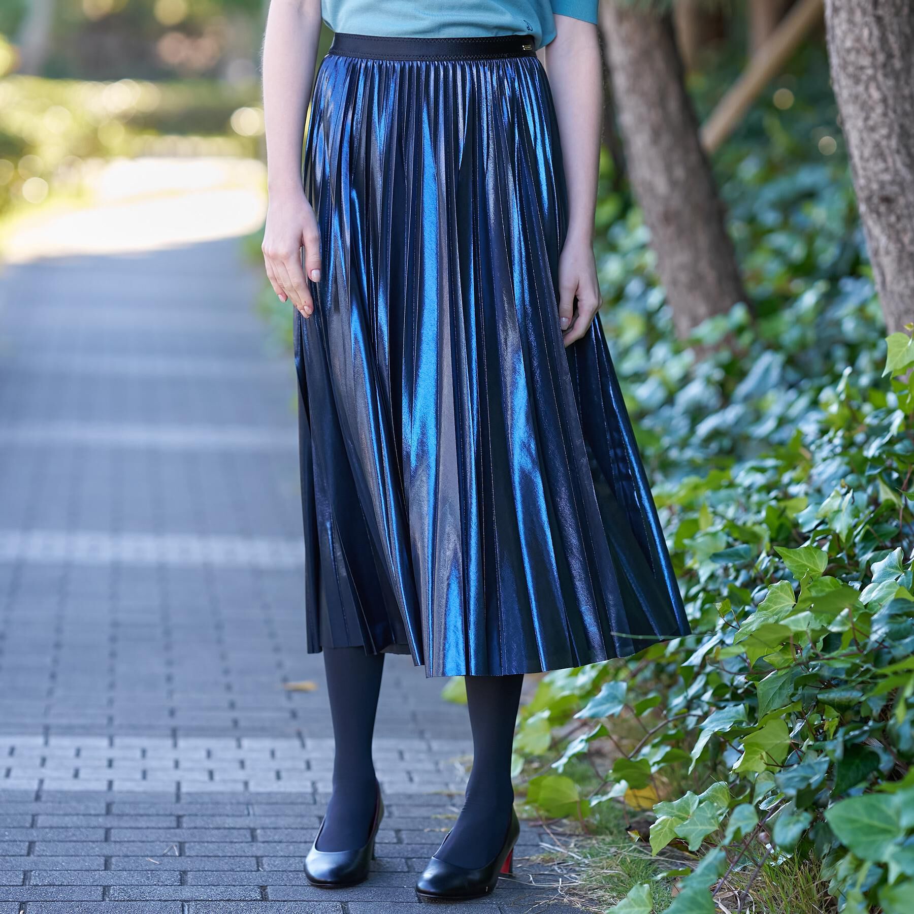 DRESSTERIOR「【洗える/ストレッチ性/オンオフ】箔プリントプリーツスカート」|スカート|