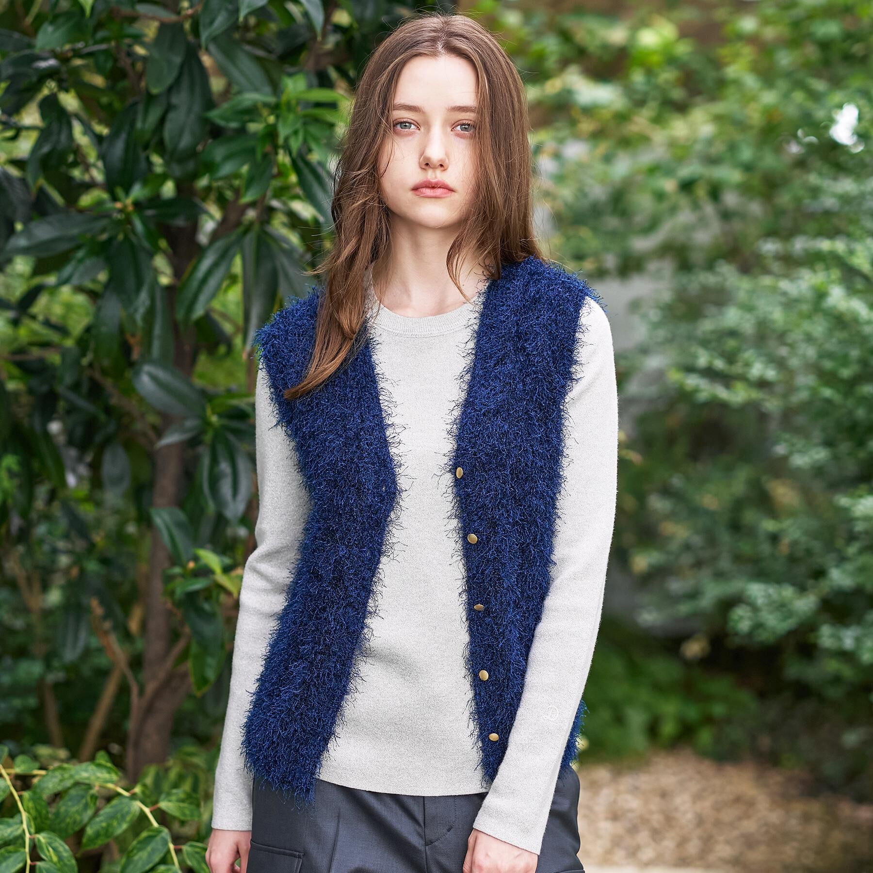 DRESSTERIOR「【洗える/前後2WAY】フェザーヤーン2WAYニットプルオーバー」|ニット・セーター|ネイビー(094)