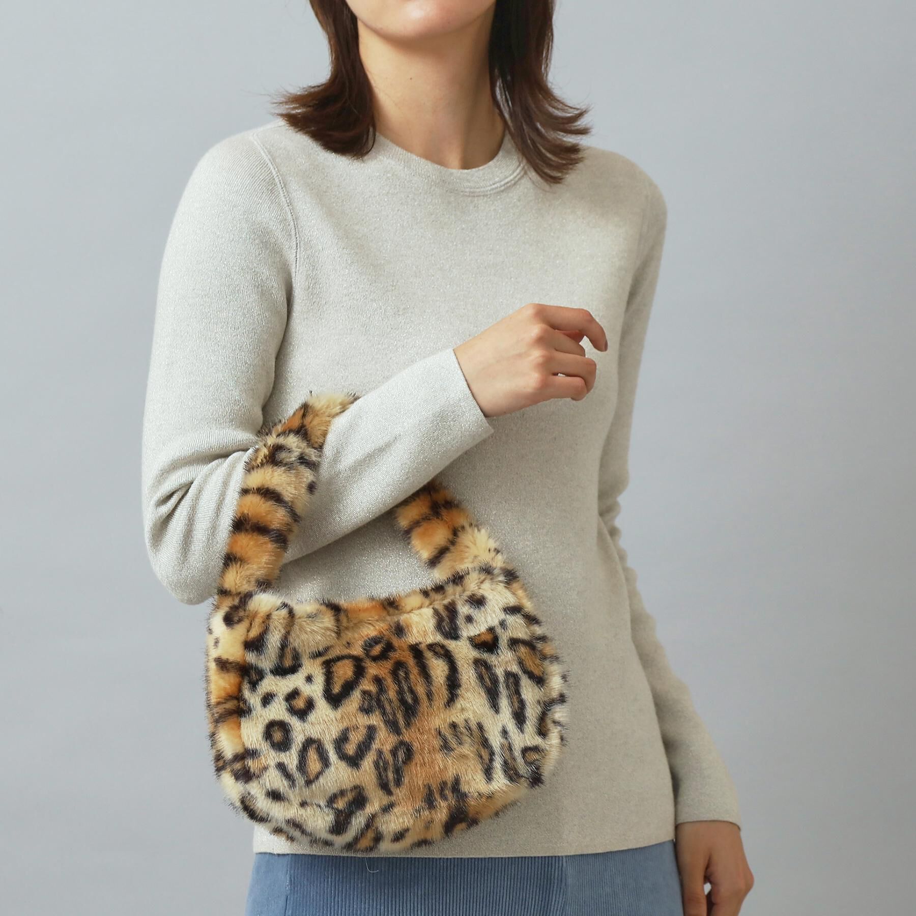 DRESSTERIOR「【CLASSY.12月号掲載】コンパクトフェイクファーバッグ」|ハンドバッグ|レオパード(153)