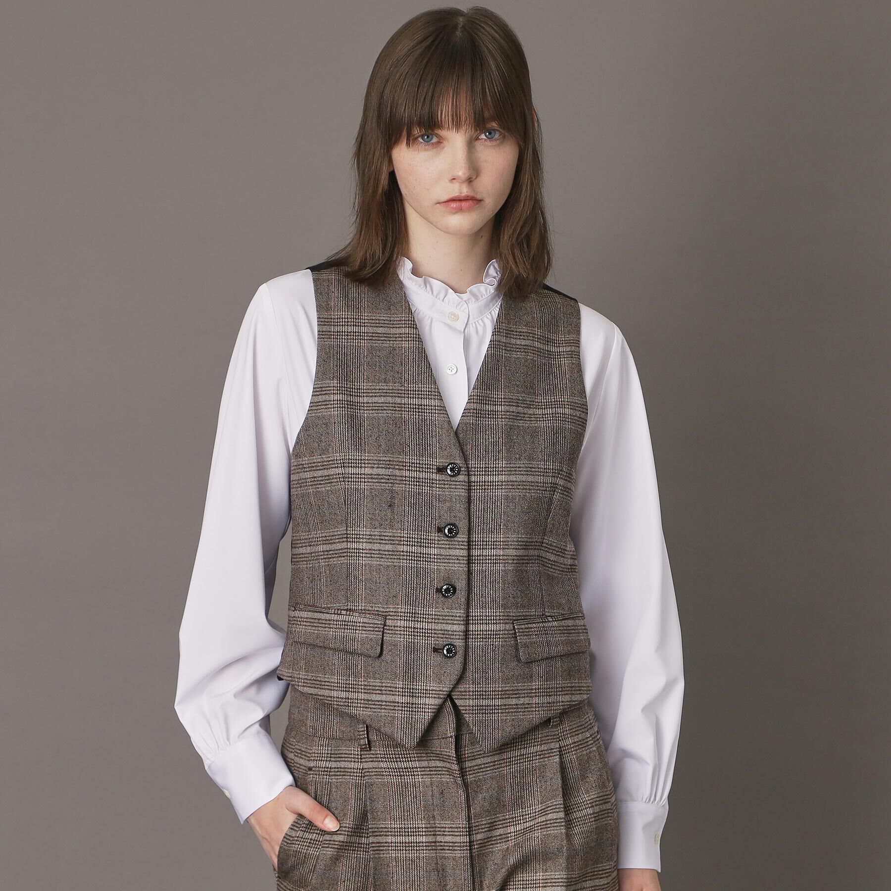 DRESSTERIOR「【otonaMUSE 11月号掲載】サキソニーグレンチェックジレ」|ベスト・ジレ|ブラウン(243)