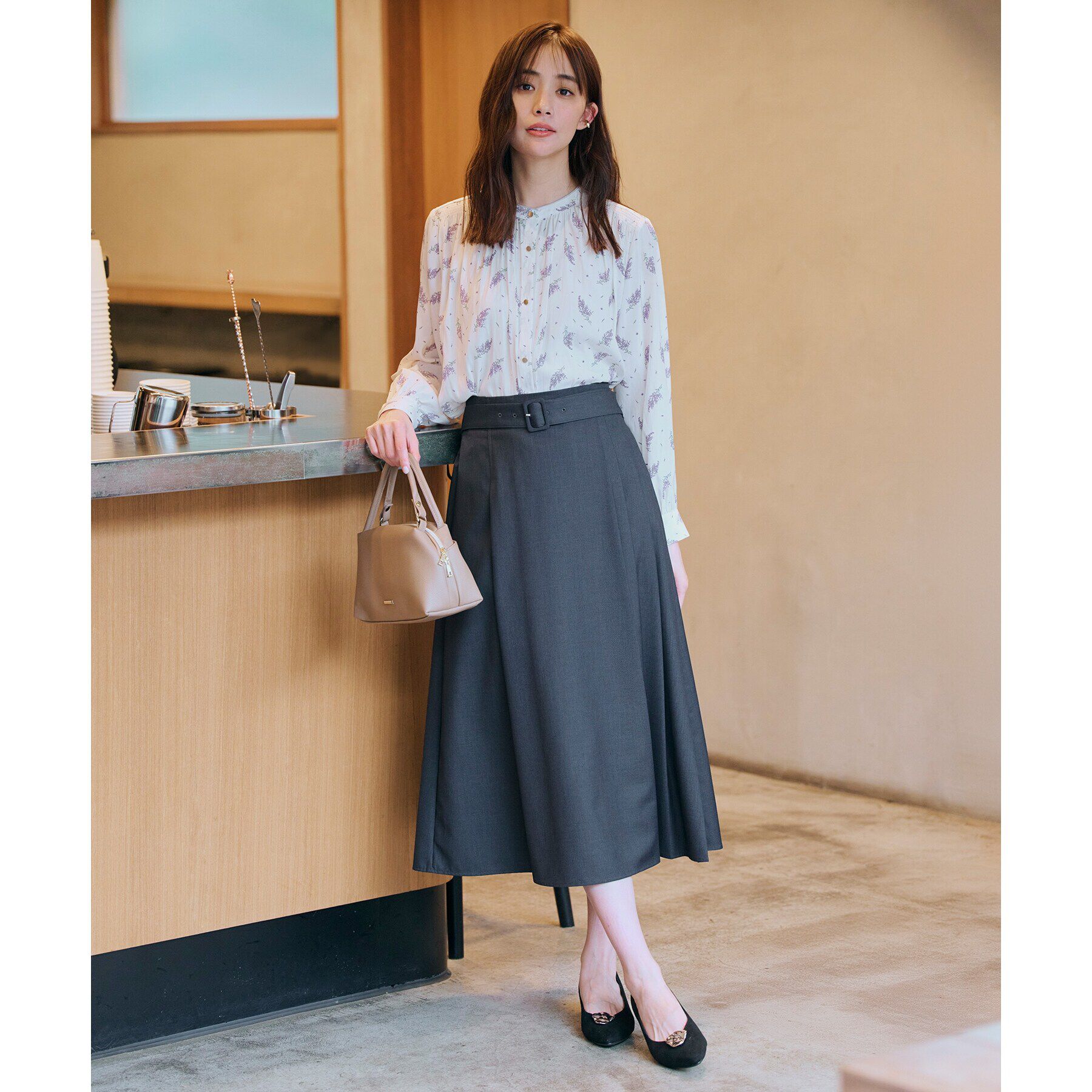 grove「＜ご自宅で洗える＞ヴィンテージサテン9分袖ブラウス」|シャツ・ブラウス|