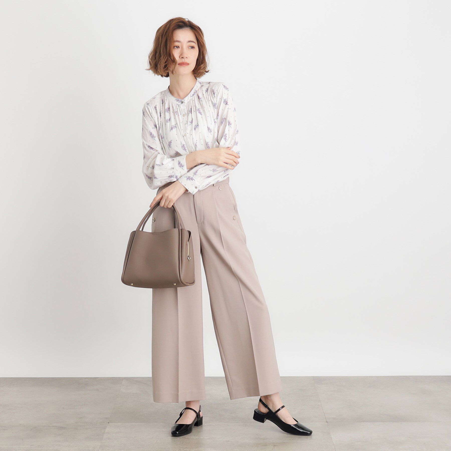 grove「＜ご自宅で洗える＞ヴィンテージサテン9分袖ブラウス」|シャツ・ブラウス|