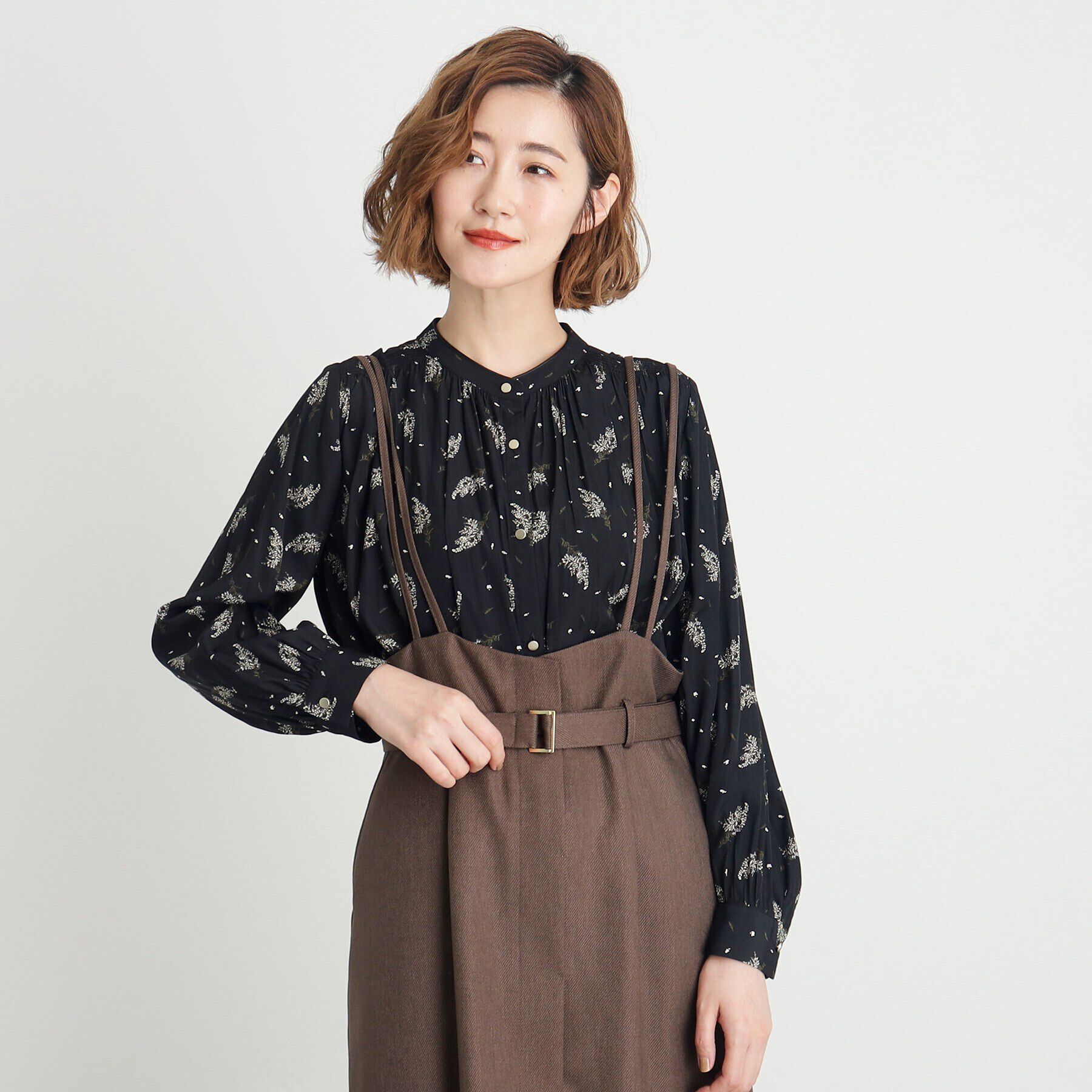 grove「＜ご自宅で洗える＞ヴィンテージサテン9分袖ブラウス」|シャツ・ブラウス|