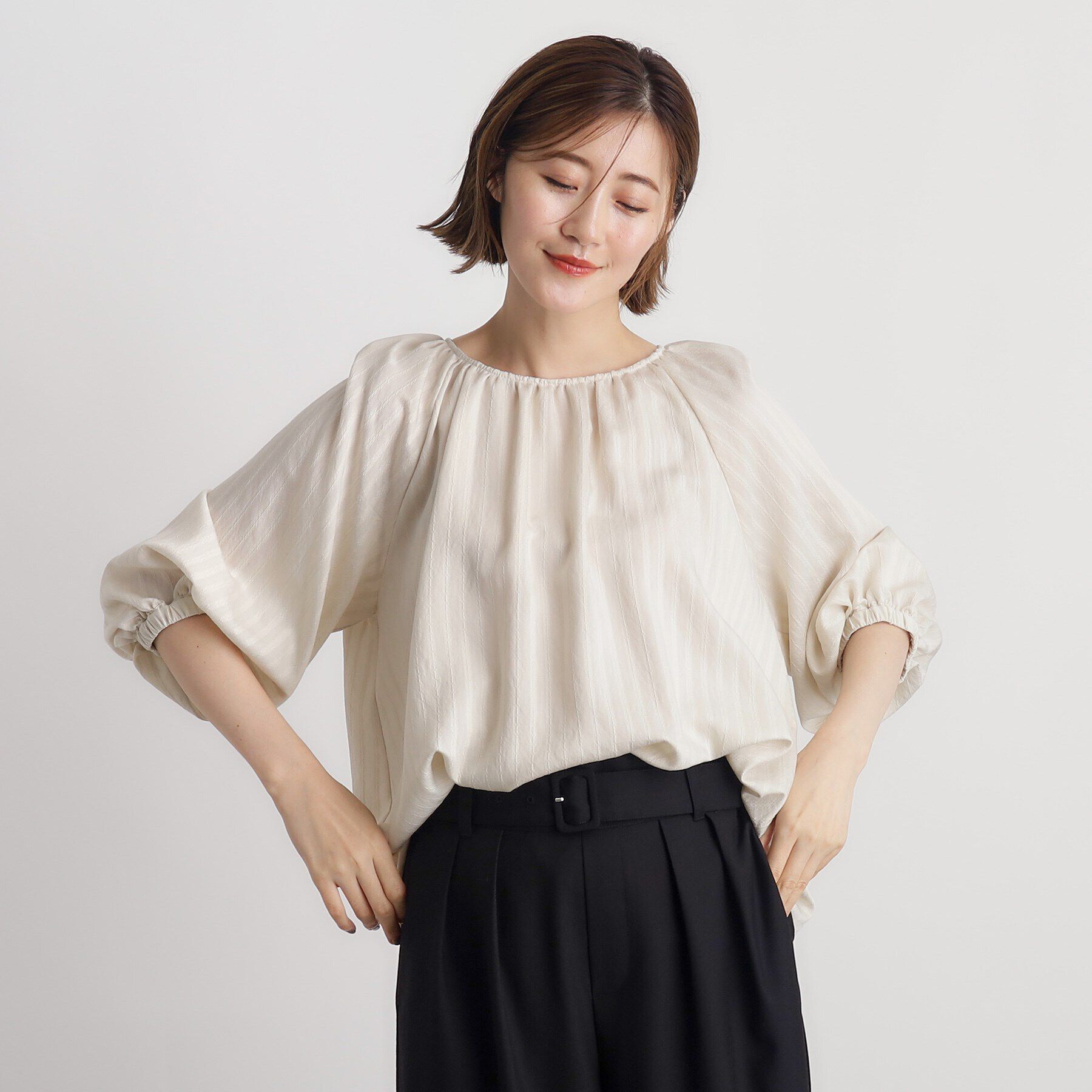 grove「ジャカードギャザーボリュームブラウス」|シャツ・ブラウス|
