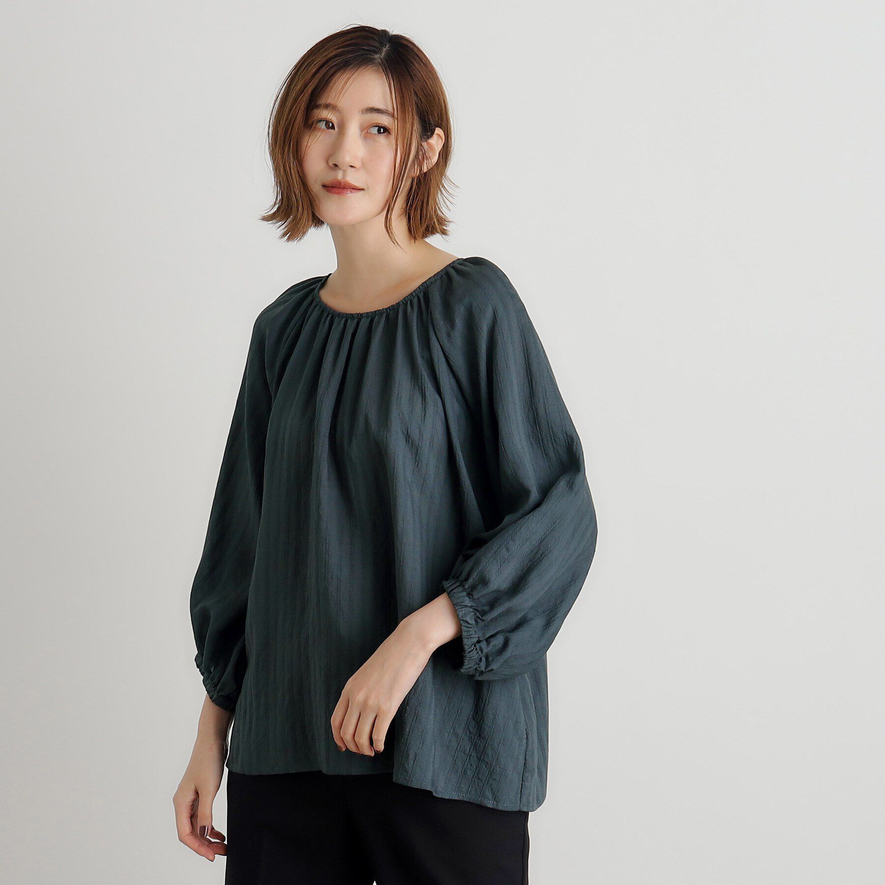 grove「ジャカードギャザーボリュームブラウス」|シャツ・ブラウス|