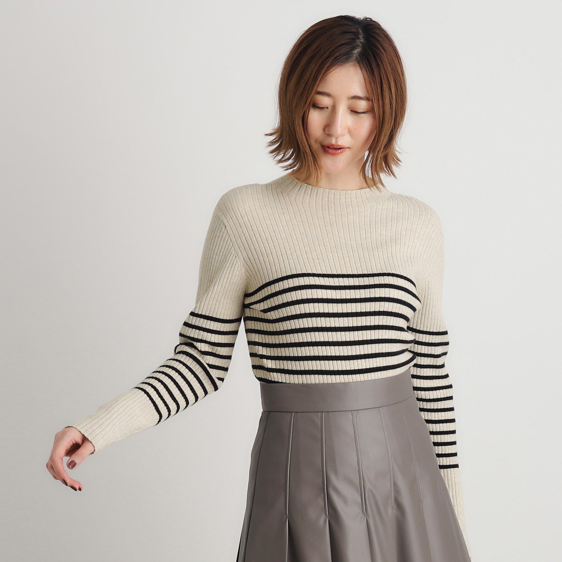 grove「【吸湿発熱／帯電防止】ハイネックリブプルオーバー」|ニット・セーター|