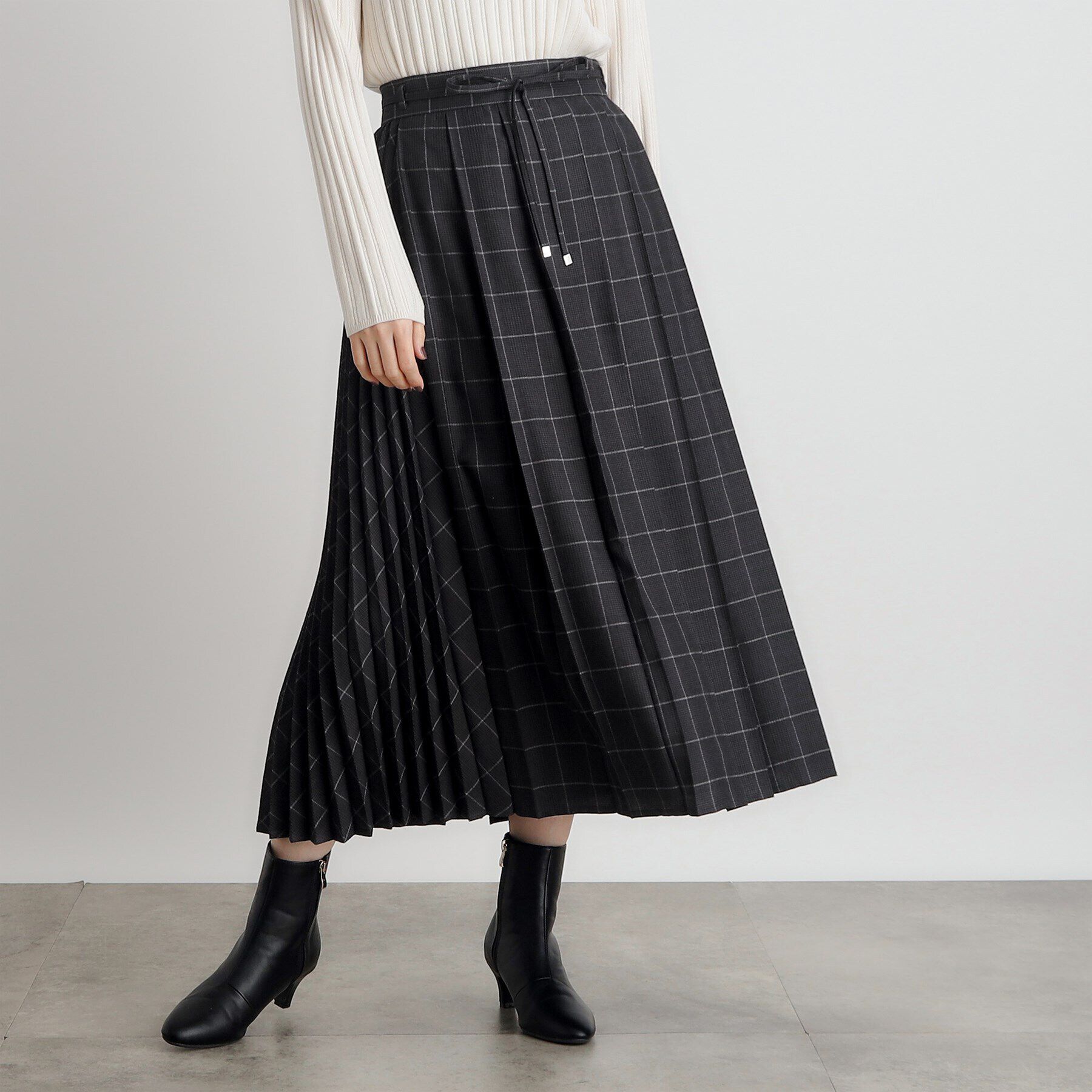 grove「ダブルプリーツチェックスカート」|スカート|