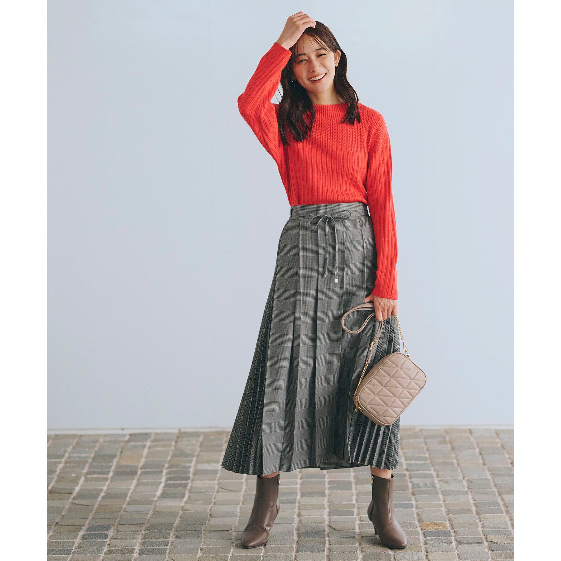 grove「ダブルプリーツチェックスカート」|スカート|