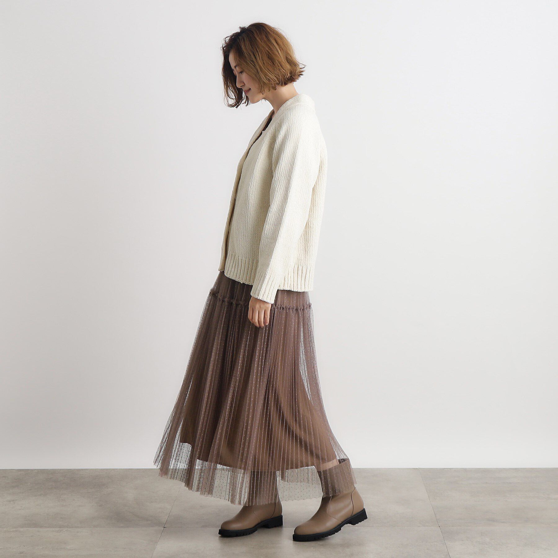 grove「ドットチュールプリーツスカート」|スカート|
