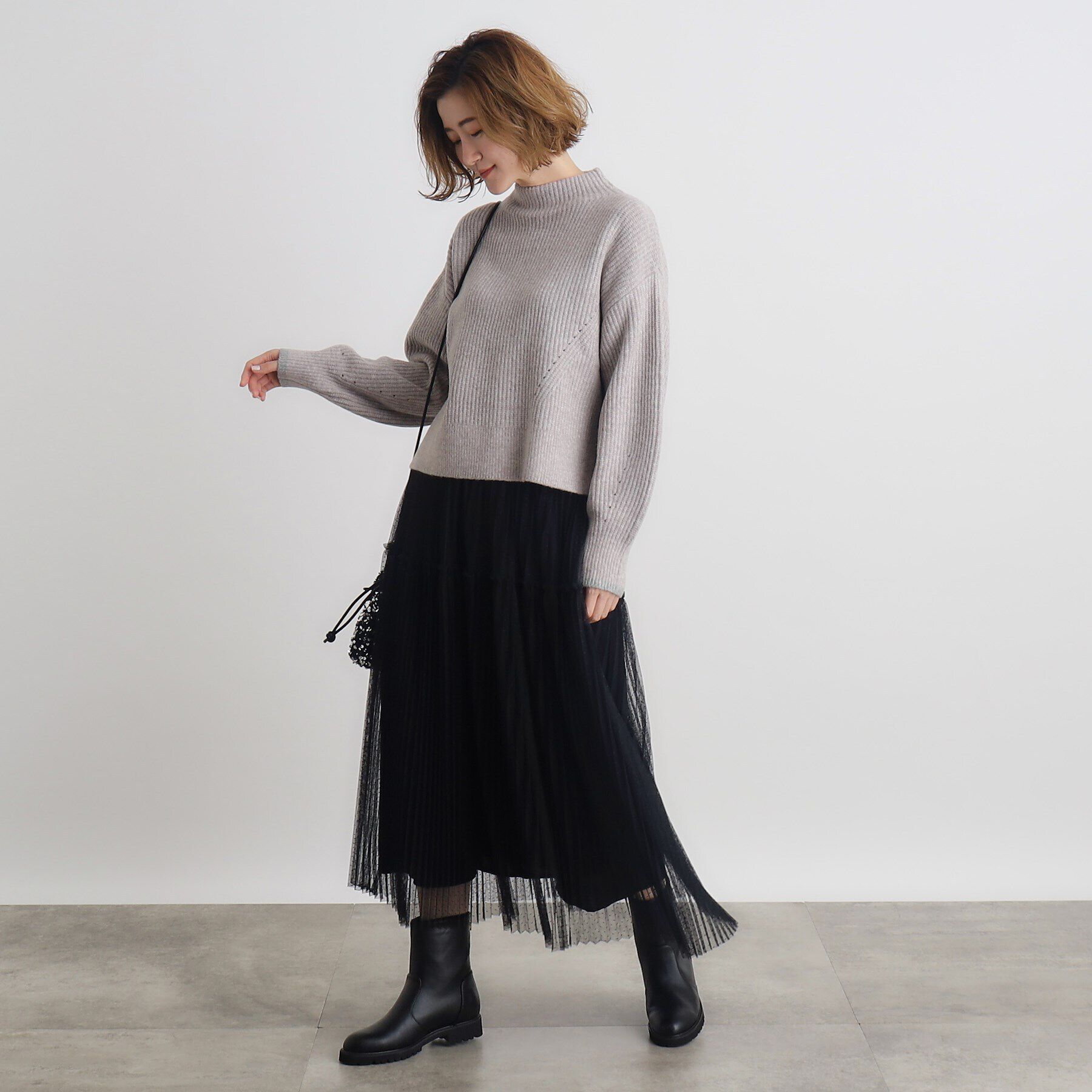 grove「ドットチュールプリーツスカート」|スカート|