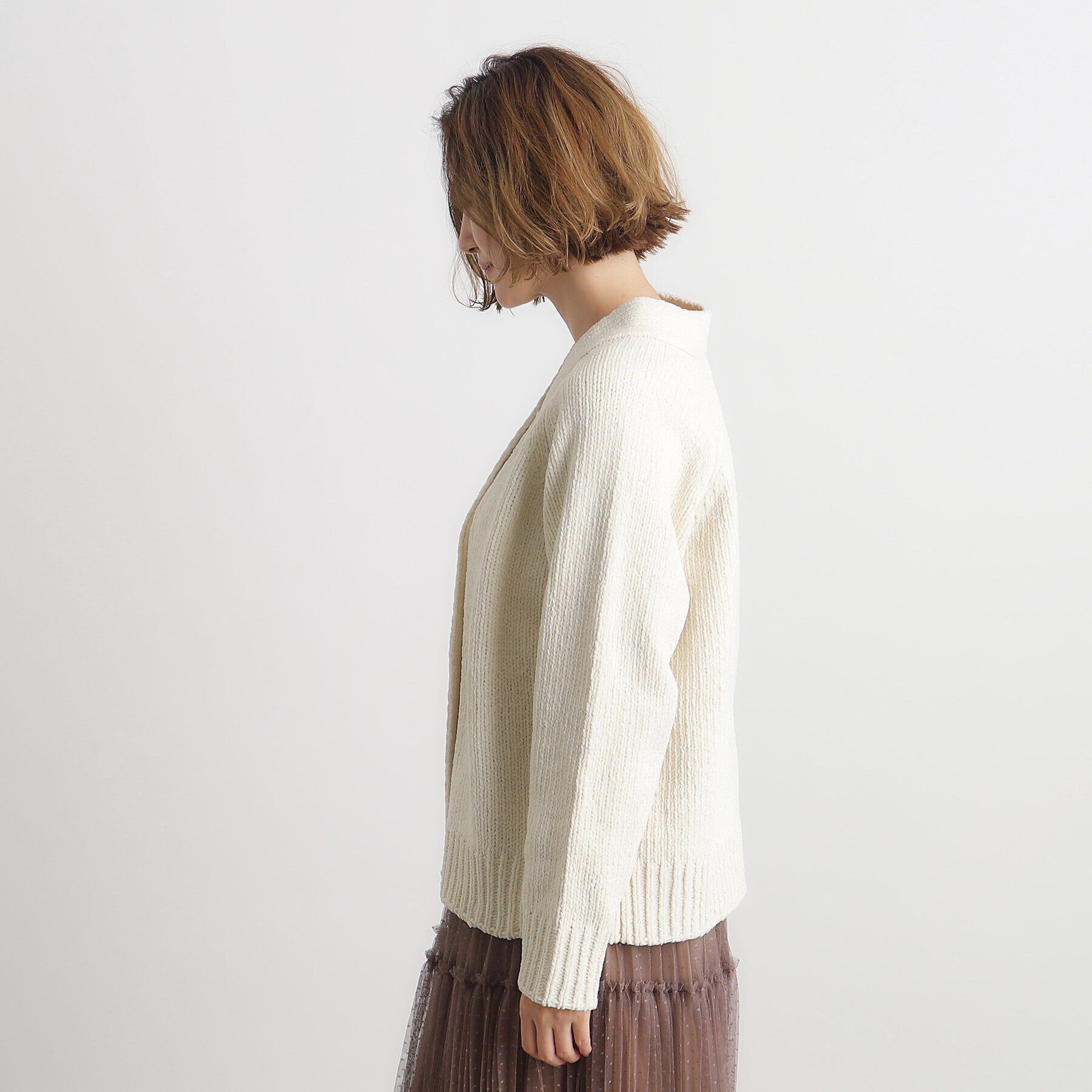 grove「ラメモールVネックカーディガン」|カーディガン|