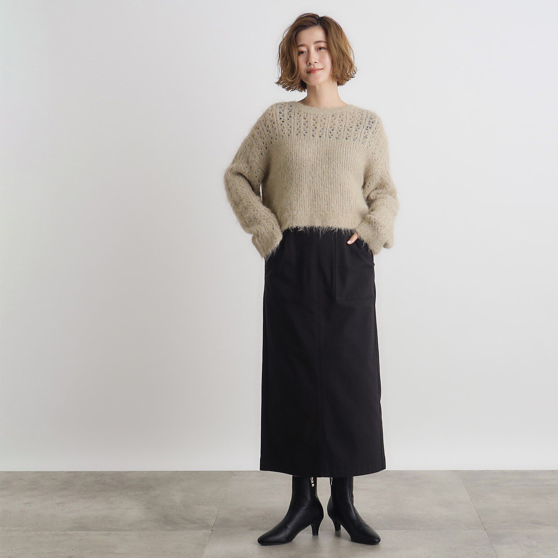 grove「裏起毛ハイパーヘリンボーンタイトスカート」|スカート|