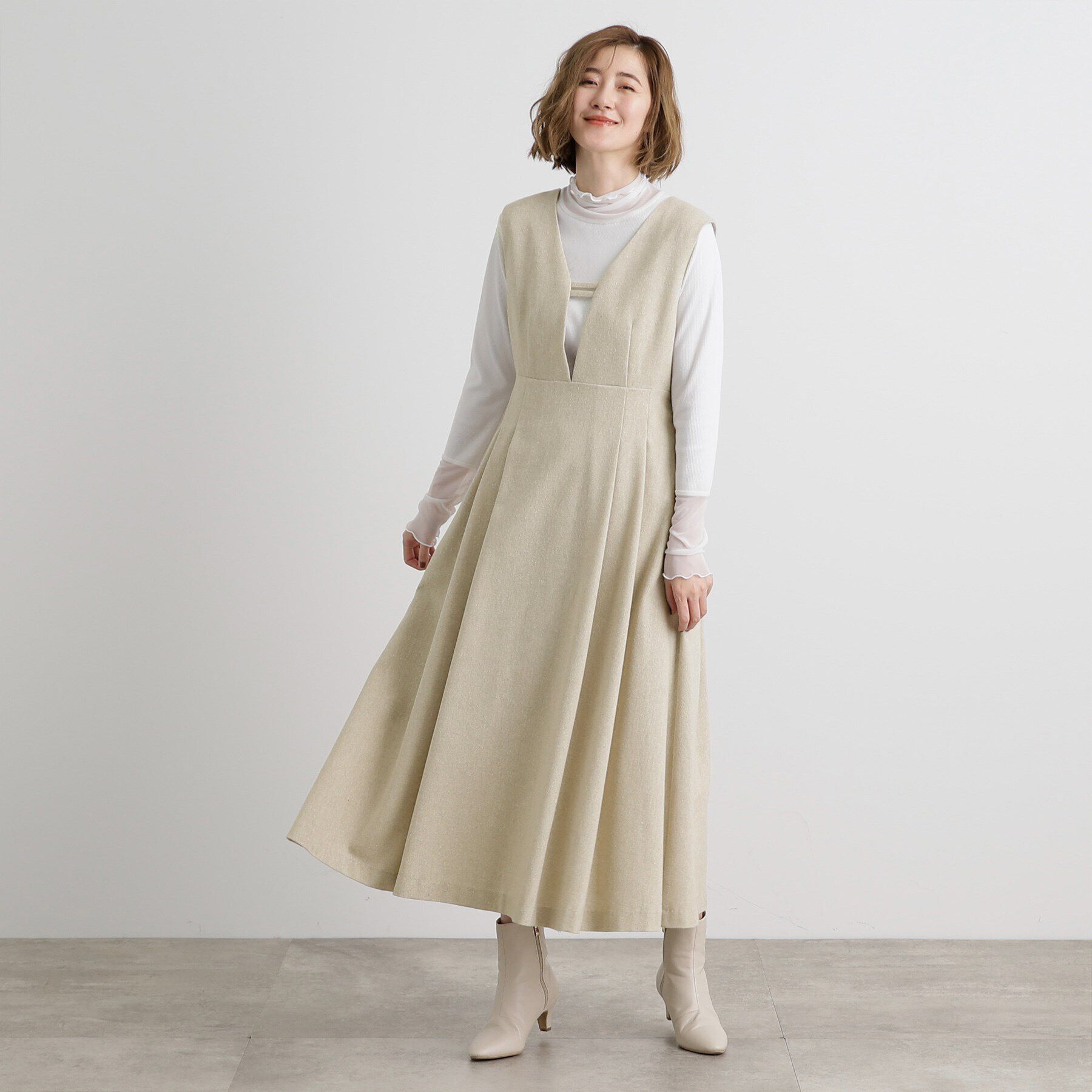 grove「【前後2WAY】ラメツイードフレアージャンドレ」|ワンピース|